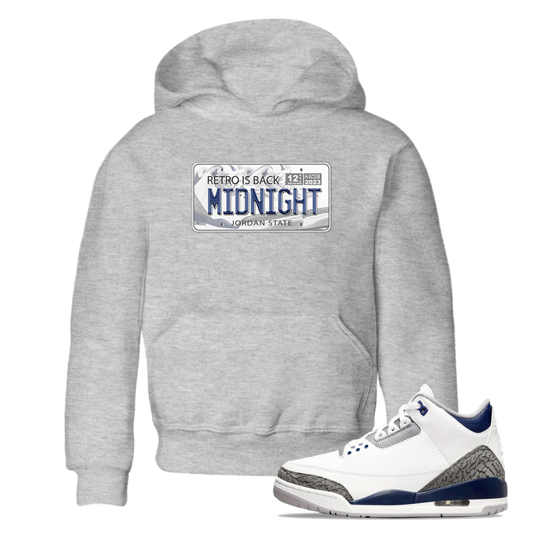Air Jordan 3 Retro Midnight Navy shirt to match jordans Jordan Plate sneaker shirt 3s Midnight Navy Drip Gear Zone baby toddler Heather Grey 1 cotton Shirt