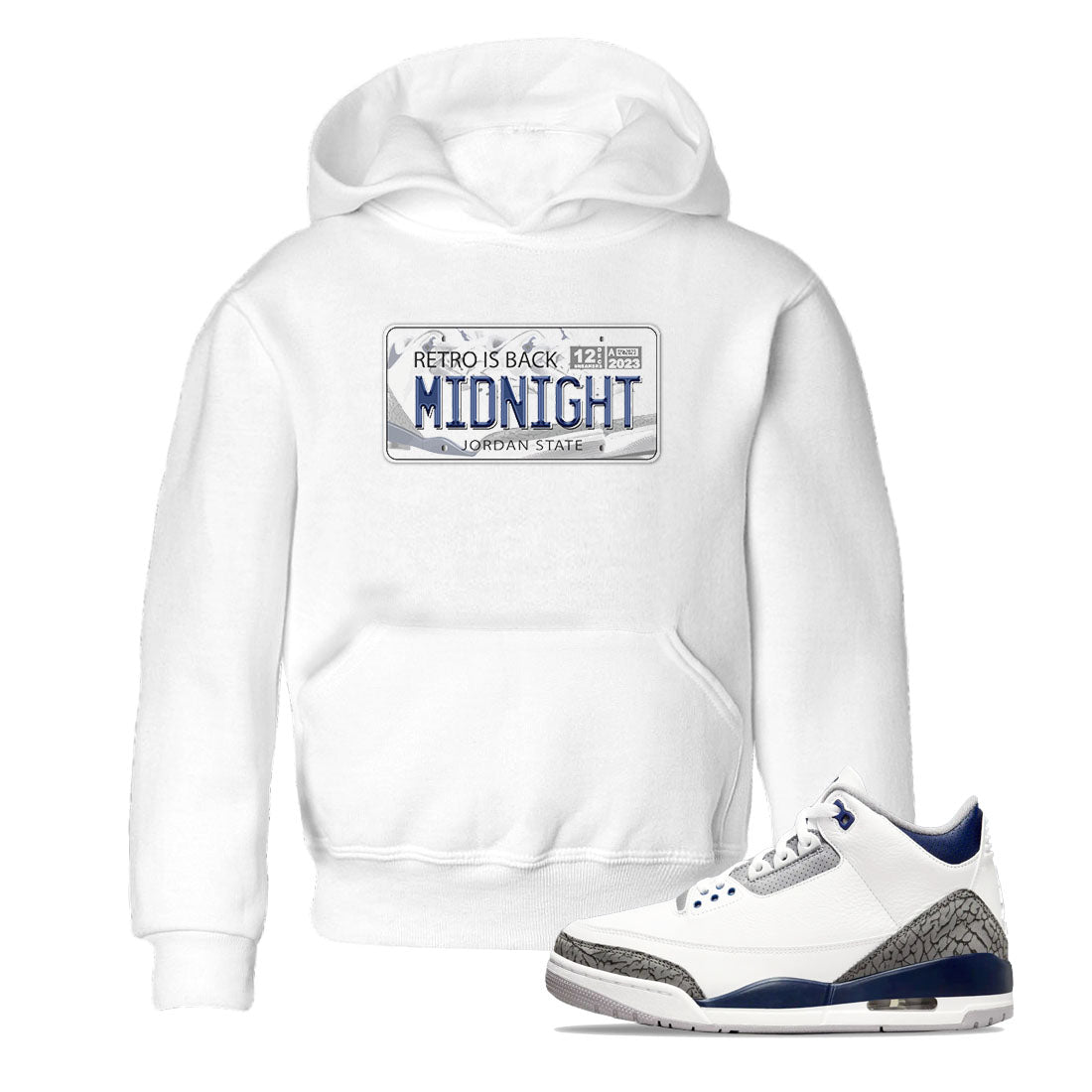 Air Jordan 3 Retro Midnight Navy shirt to match jordans Jordan Plate sneaker shirt 3s Midnight Navy Drip Gear Zone baby toddler White 1 cotton Shirt