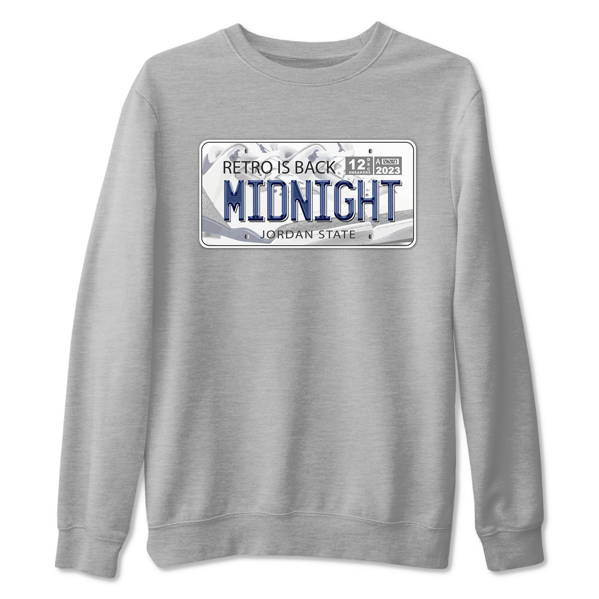 Air Jordan 3 Retro Midnight Navy shirt to match jordans Jordan Plate sneaker shirt 3s Midnight Navy Drip Gear Zone unisex crew neck cotton Heather Grey 2 crew neck shirt
