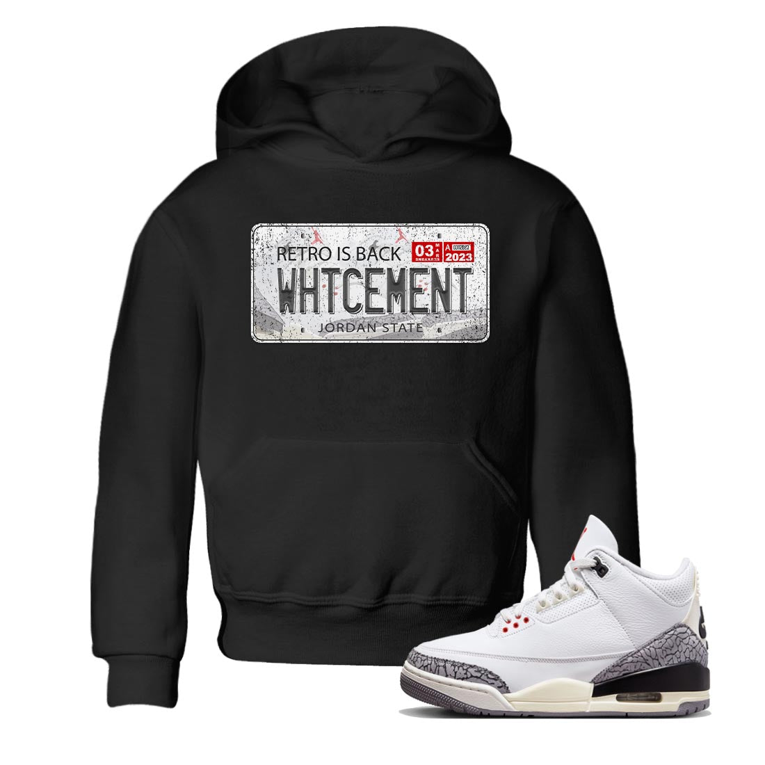 Air Jordan 3 White Cement Jordan Plate Baby and Kids Streetwear Sneaker Shirt AJ 3s White Cement Kids Streetwear Sneaker Shirt Washing and Care Tip