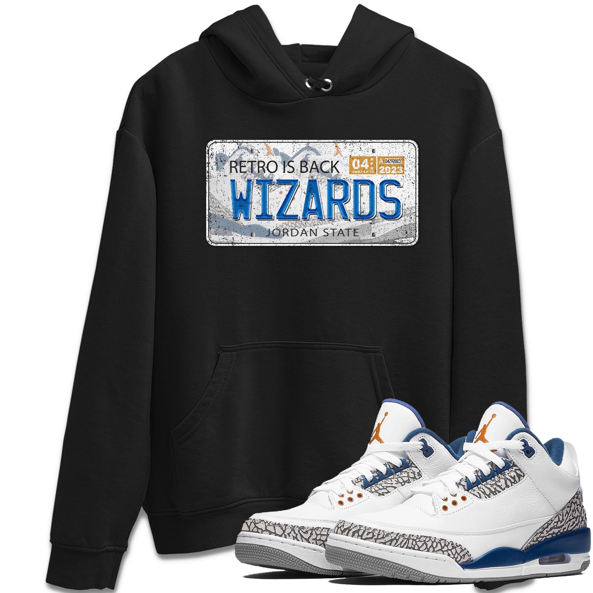 Air Jordan 3 Wizards Sneaker Match Tees Jordan Plate Streetwear Sneaker Shirt Air Jordan 3 Wizards Sneaker Release Tees Unisex Shirts Black 1