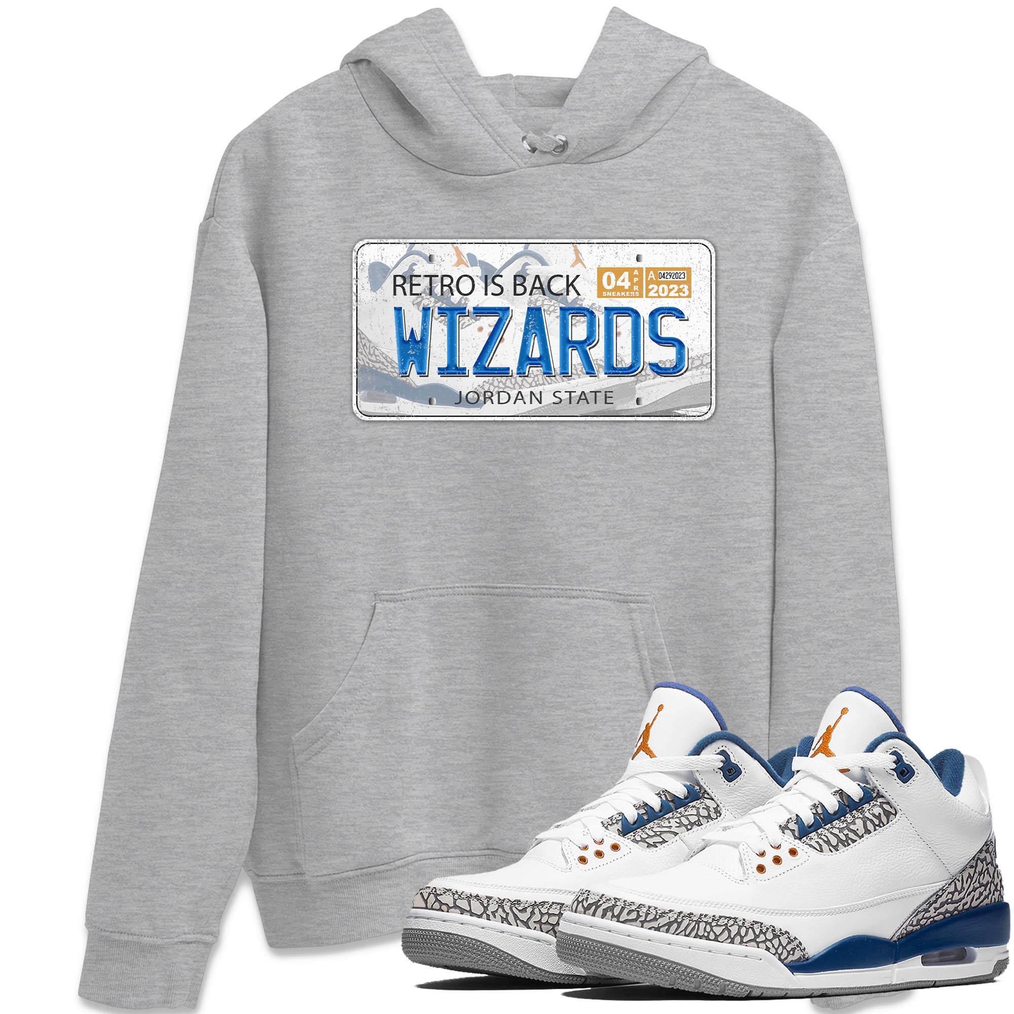 Air Jordan 3 Wizards Sneaker Match Tees Jordan Plate Streetwear Sneaker Shirt Air Jordan 3 Wizards Sneaker Release Tees Unisex Shirts Heather Grey 1