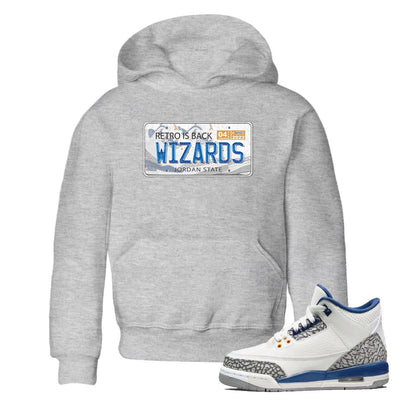 Air Jordan 3 Wizards Sneaker Match Tees Jordan Plate Streetwear Sneaker Shirt Air Jordan 3 Wizards Sneaker Release Tees Kids Shirts Heather Grey 1