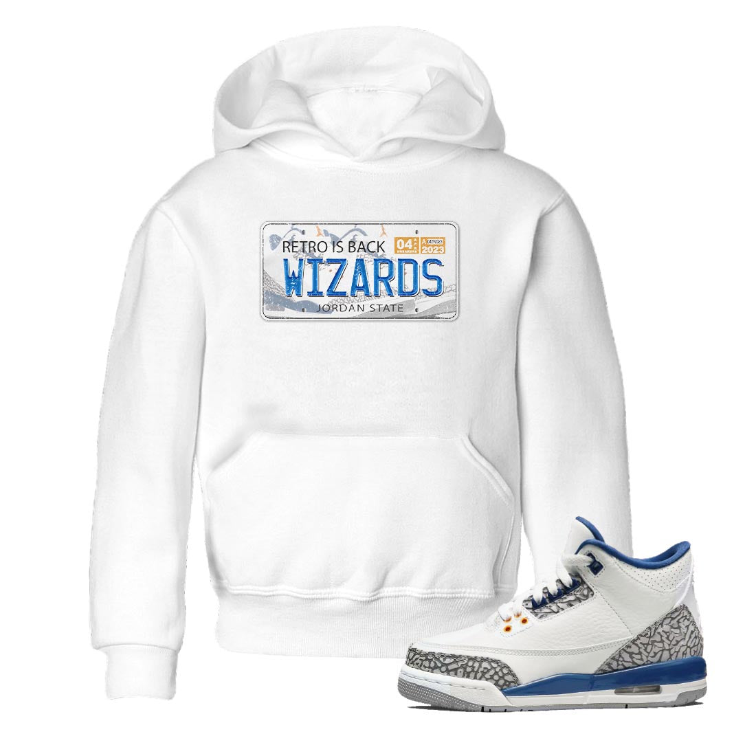 Air Jordan 3 Wizards Sneaker Match Tees Jordan Plate Streetwear Sneaker Shirt Air Jordan 3 Wizards Sneaker Release Tees Kids Shirts White 1
