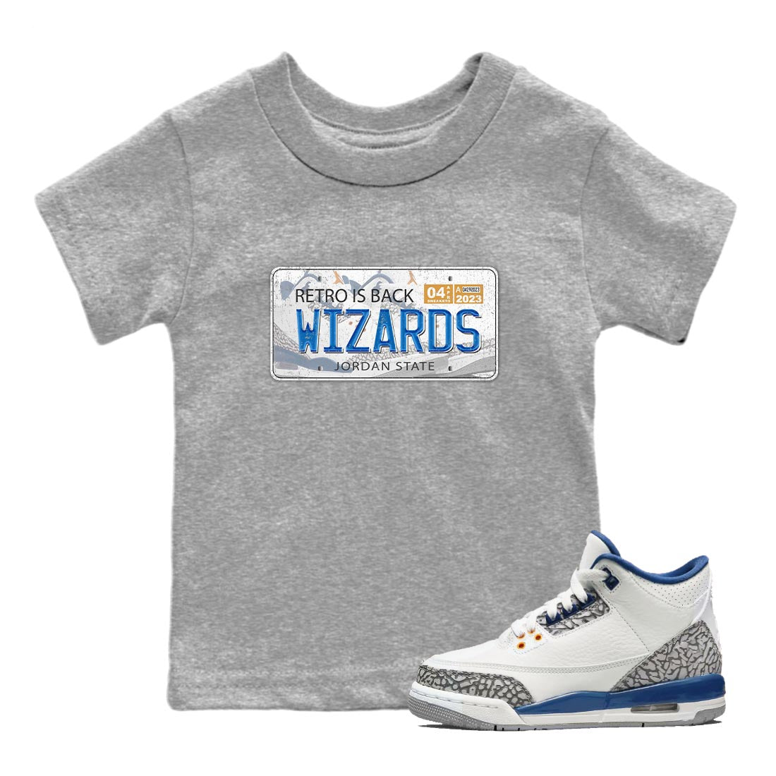 Air Jordan 3 Wizards Jordan Plate Baby and Kids Streetwear Sneaker Shirt Air Jordan 3 Wizards Kids Streetwear Sneaker Shirt Size Chart