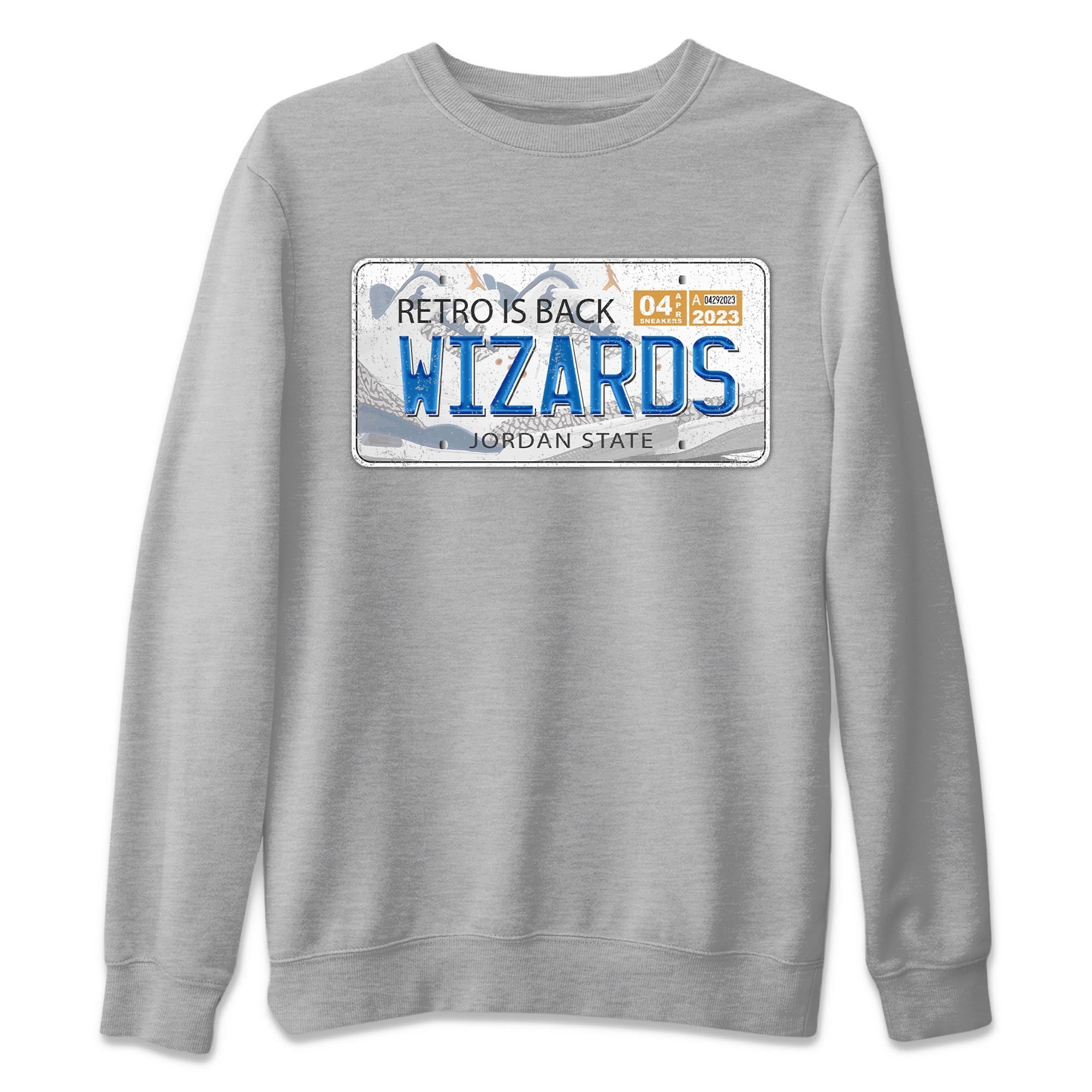 Air Jordan 3 Wizards Sneaker Match Tees Jordan Plate Streetwear Sneaker Shirt Air Jordan 3 Wizards Sneaker Release Tees Unisex Shirts Heather Grey 2