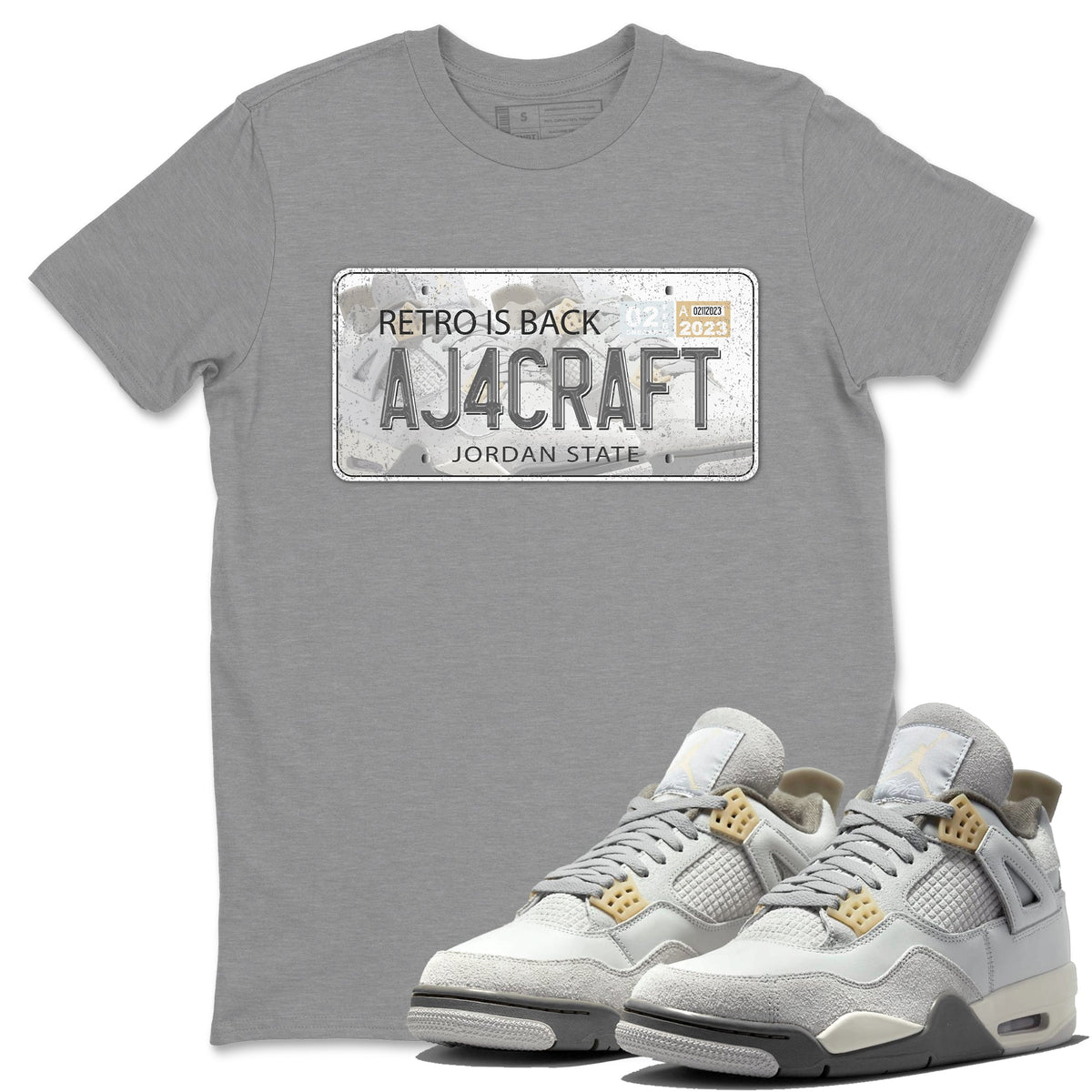 Jordan 4 Craft Sneaker Matching T-Shirt Jordan Plate Sneaker Tees Jordan 4 Craft Sneaker Release Tees Crew Neck Tees