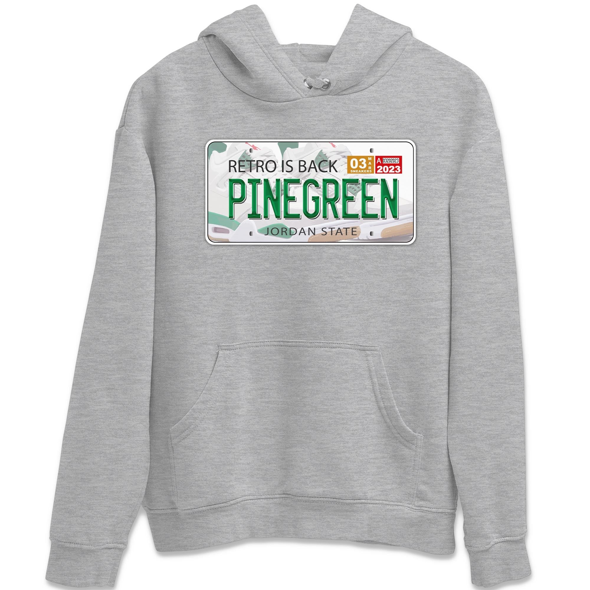 Air Jordan 4 Pine Green Sneaker Match Tees Jordan Plate Streetwear Sneaker Shirt AJ 4s Pine Green Sneaker Release Tees Unisex Shirts Heather Grey 2