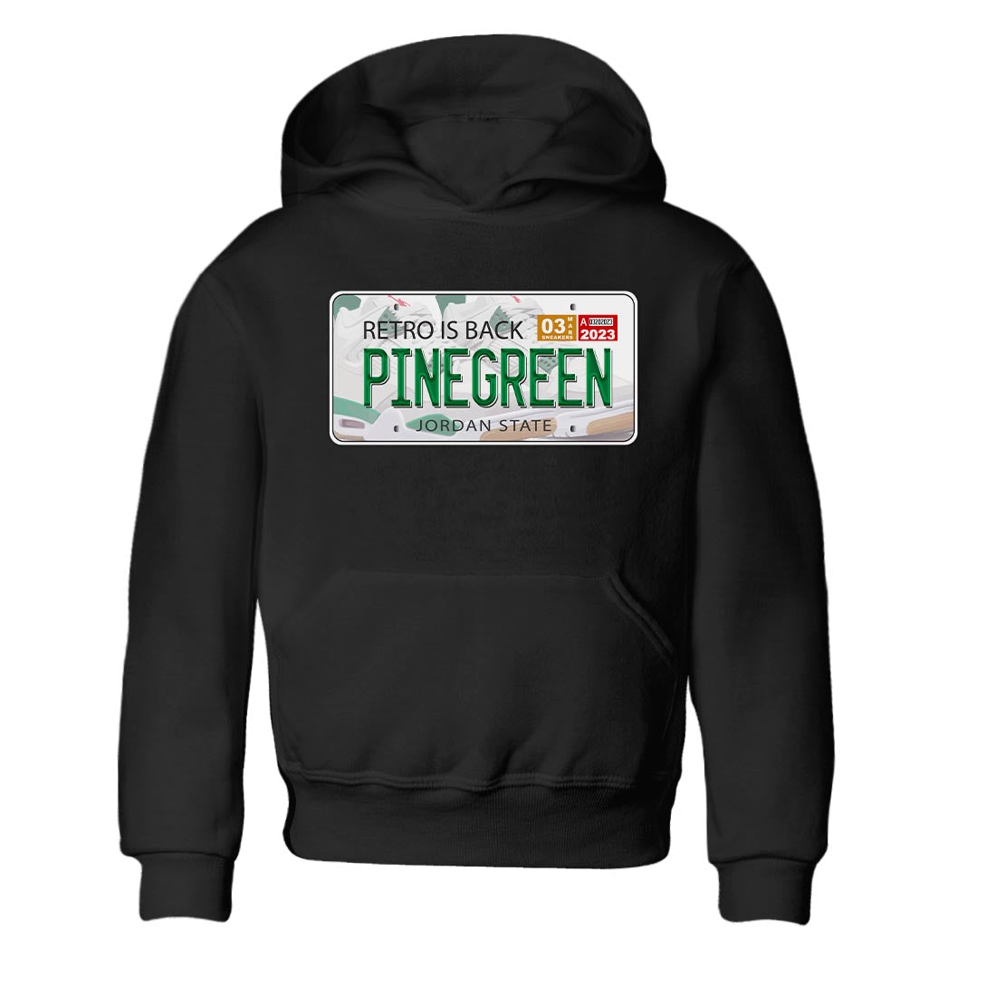 Air Jordan 4 Pine Green Sneaker Match Tees Jordan Plate Streetwear Sneaker Shirt AJ 4s Pine Green Sneaker Release Tees Kids Shirts Black 2