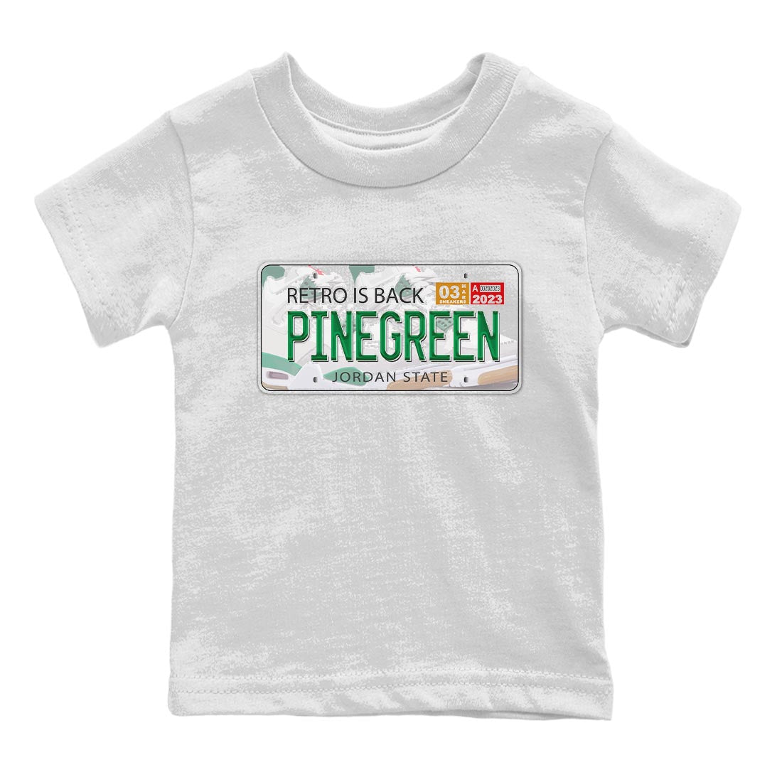 Air Jordan 4 Pine Green Sneaker Match Tees Jordan Plate Streetwear Sneaker Shirt AJ 4s Pine Green Sneaker Release Tees Kids Shirts White 2