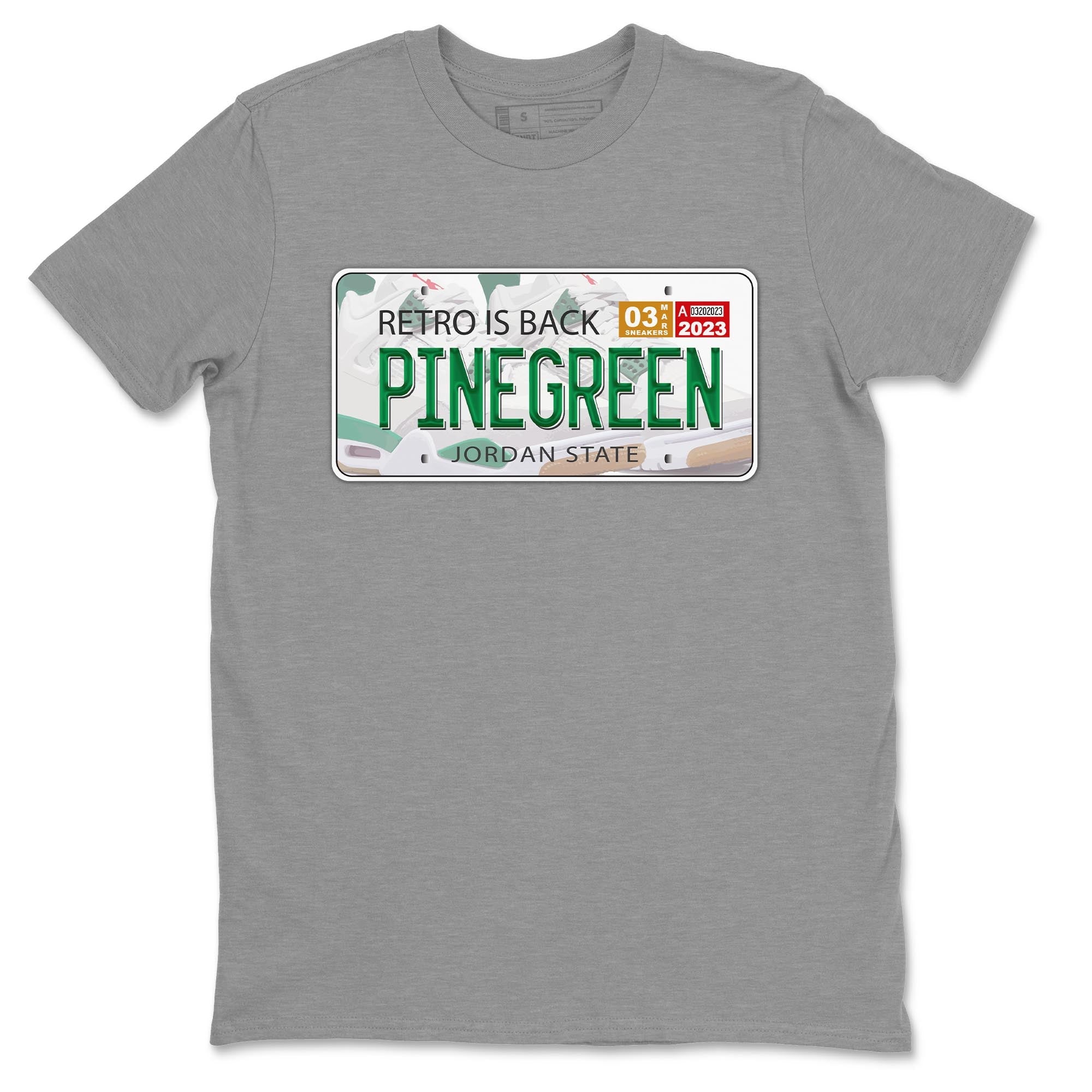 Air Jordan 4 Pine Green Sneaker Match Tees Jordan Plate Streetwear Sneaker Shirt AJ 4s Pine Green Sneaker Release Tees Unisex Shirts Heather Grey 2