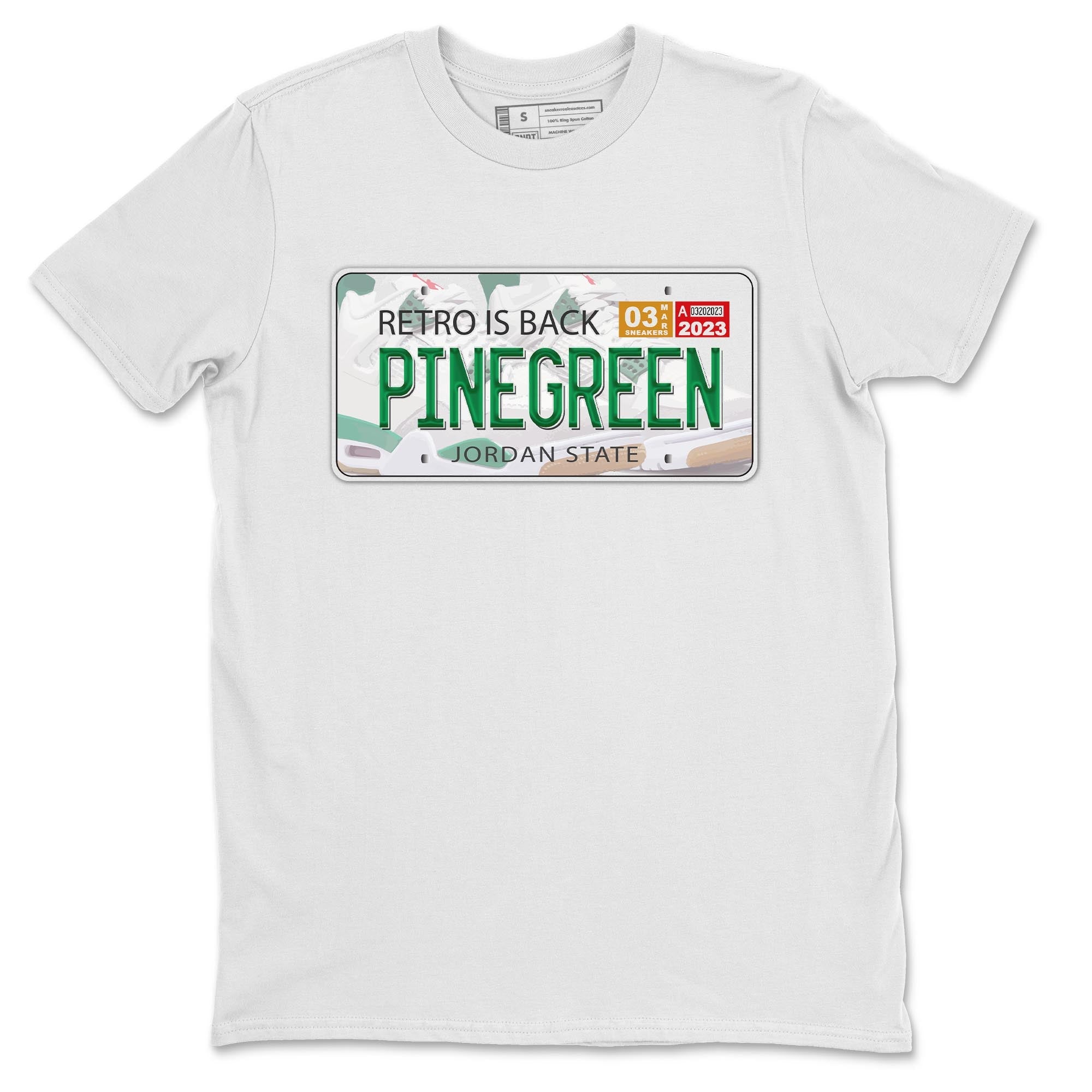 Air Jordan 4 Pine Green Sneaker Match Tees Jordan Plate Streetwear Sneaker Shirt AJ 4s Pine Green Sneaker Release Tees Unisex Shirts White 2