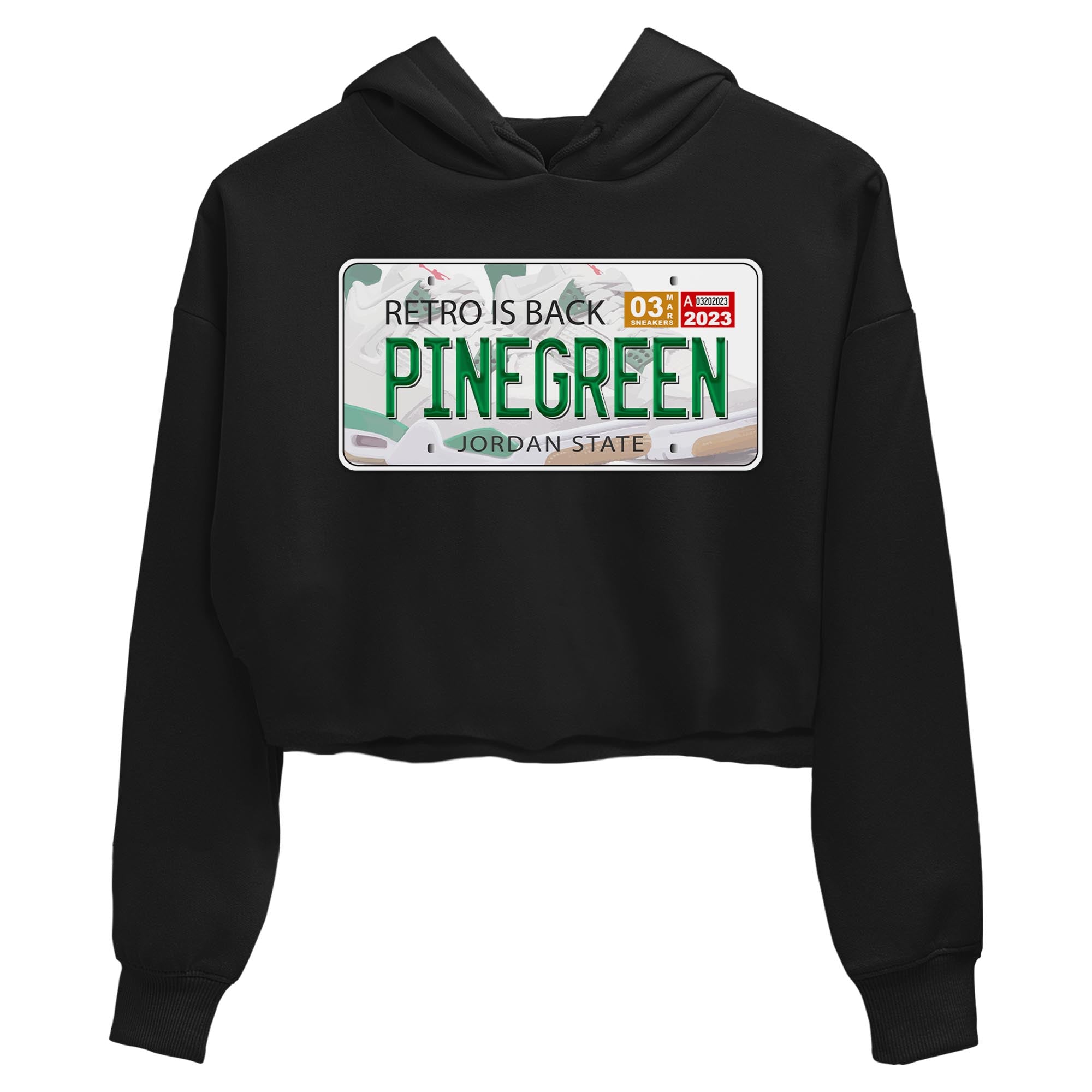 Air Jordan 4 Pine Green Sneaker Match Tees Jordan Plate Streetwear Sneaker Shirt AJ 4s Pine Green Sneaker Release Tees Women's Shirts Black 2