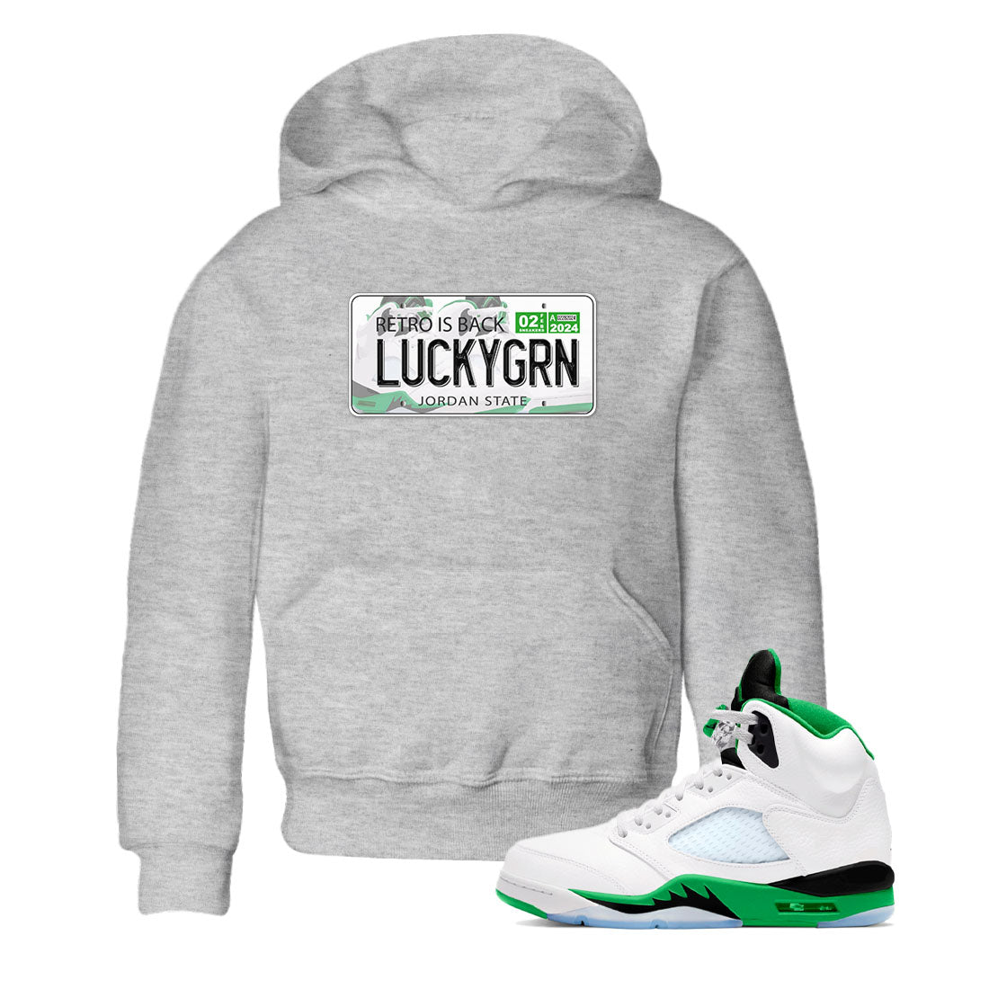 5s Lucky Green shirt to match jordans Jordan Plate sneaker tees Air Jordan 5 Lucky Green Drip Gear Zone baby toddler Heather Grey 1 cotton Shirt