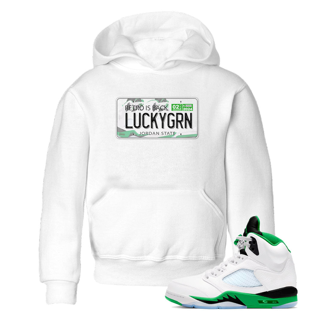 5s Lucky Green shirt to match jordans Jordan Plate sneaker tees Air Jordan 5 Lucky Green Drip Gear Zone baby toddler White 1 cotton Shirt