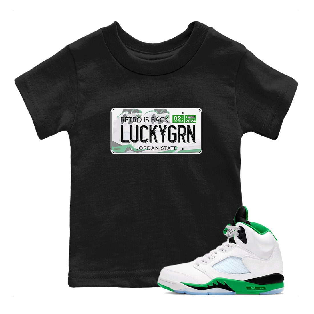 5s Lucky Green shirt to match jordans Jordan Plate sneaker tees Air Jordan 5 Lucky Green Drip Gear Zone baby toddler Black 1 cotton Shirt
