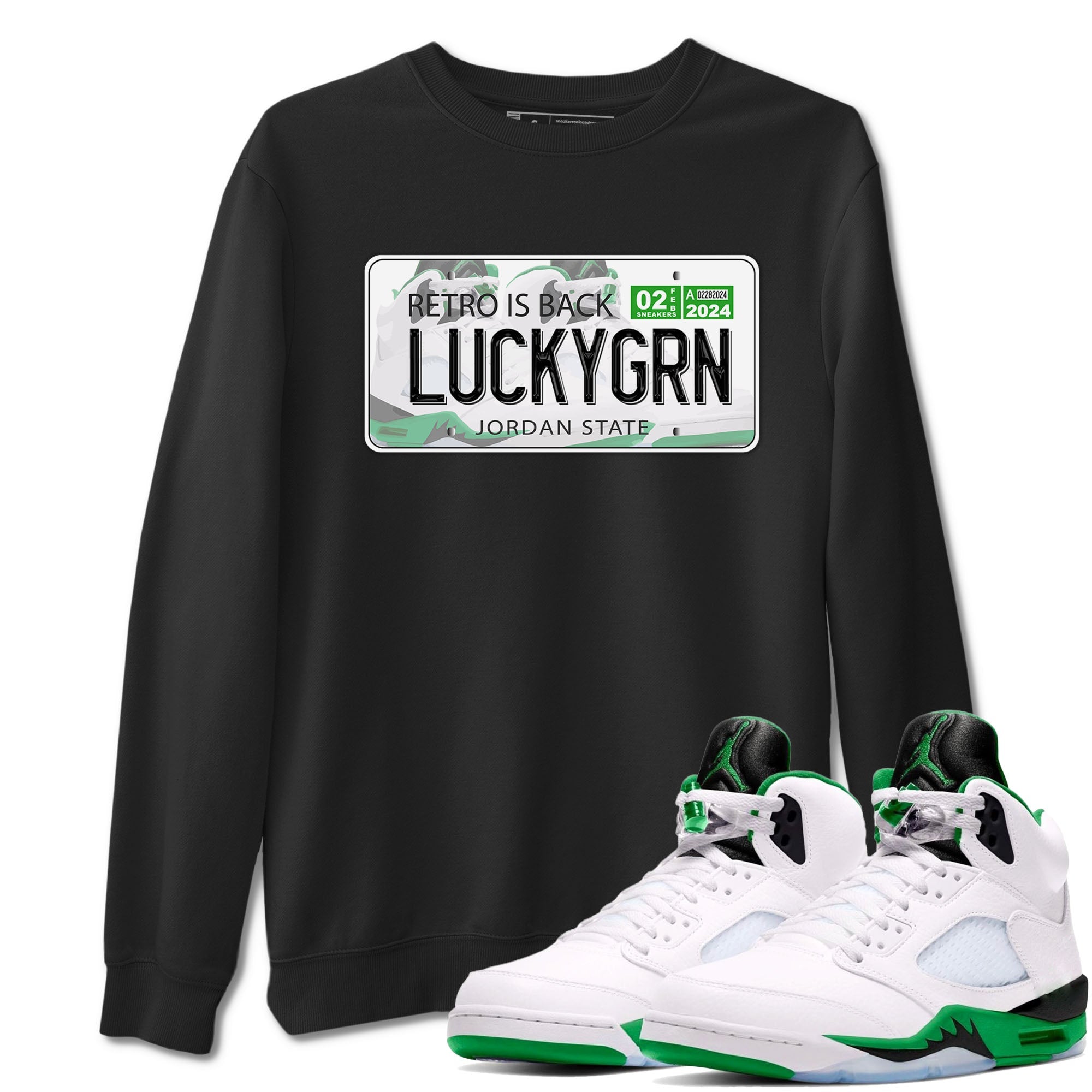 5s Lucky Green shirt to match jordans Jordan Plate sneaker tees Air Jordan 5 Lucky Green Drip Gear Zone unisex cotton Black 1 crew neck shirt