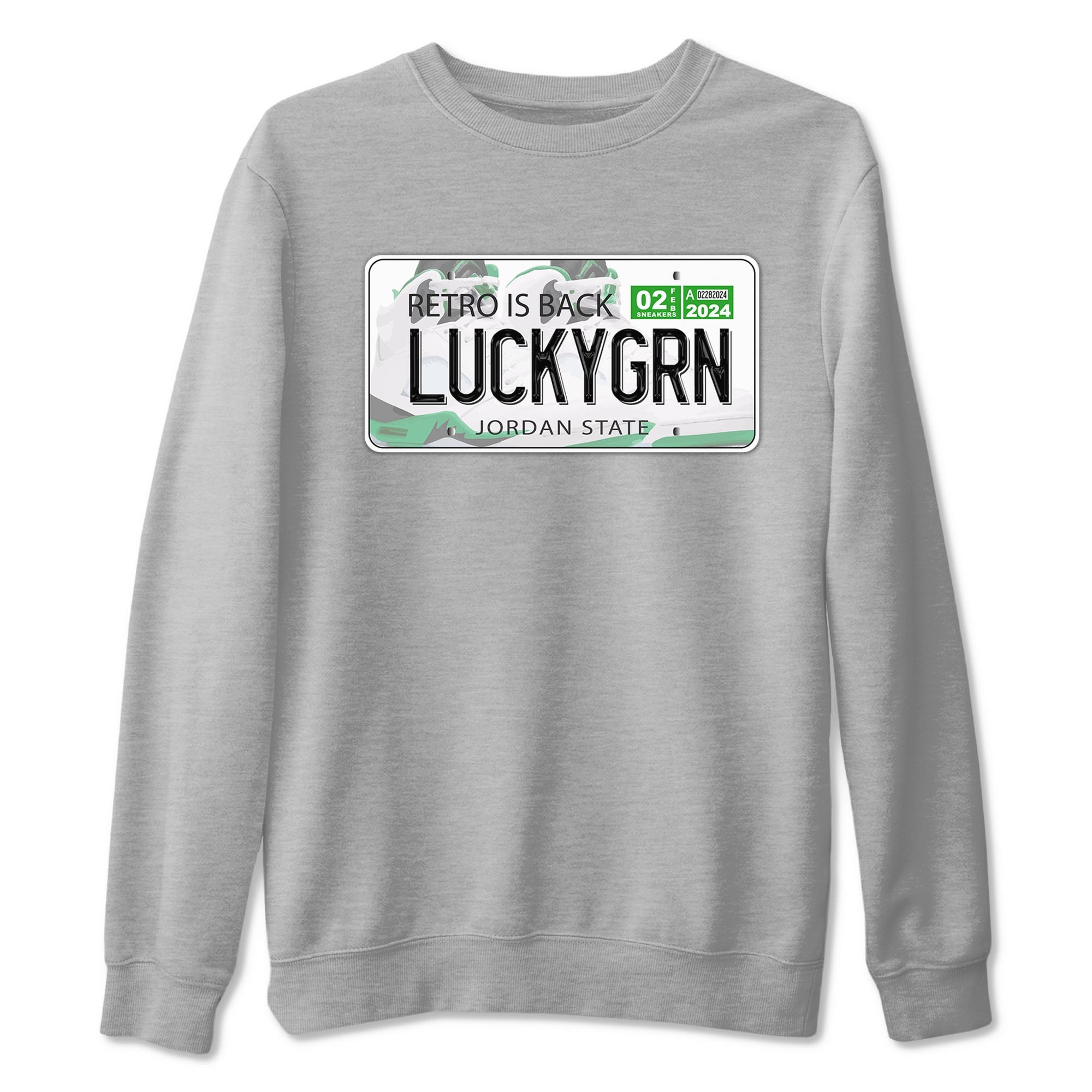 5s Lucky Green shirt to match jordans Jordan Plate sneaker tees Air Jordan 5 Lucky Green Drip Gear Zone unisex cotton Heather Grey 2 crew neck shirt