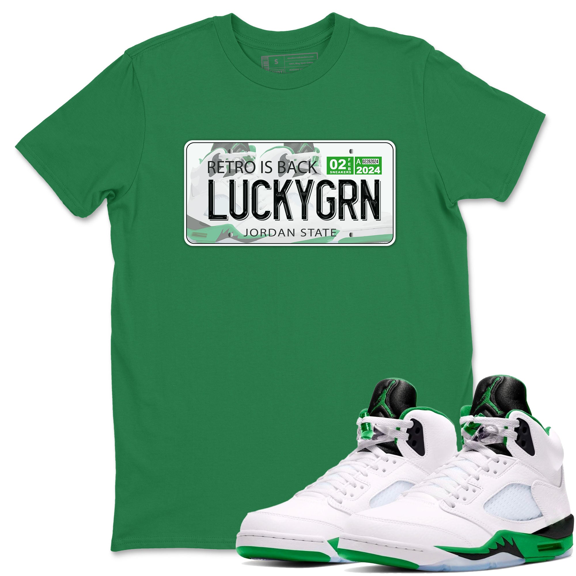 5s Lucky Green shirt to match jordans Jordan Plate sneaker tees Air Jordan 5 Lucky Green Drip Gear Zone unisex cotton Kelly Green 1 crew neck shirt