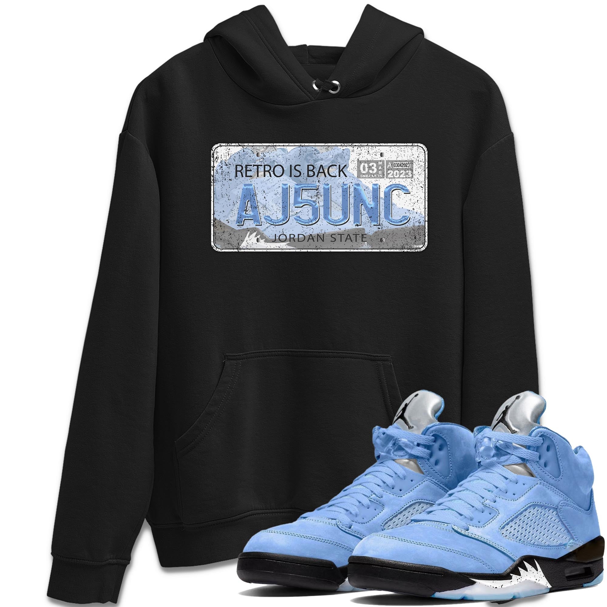Air Jordan 5 UNC Sneaker Match Tees Jordan Plate Streetwear Sneaker Shirt AJ 5s UNC Sneaker Release Tees Unisex Shirts Black 1