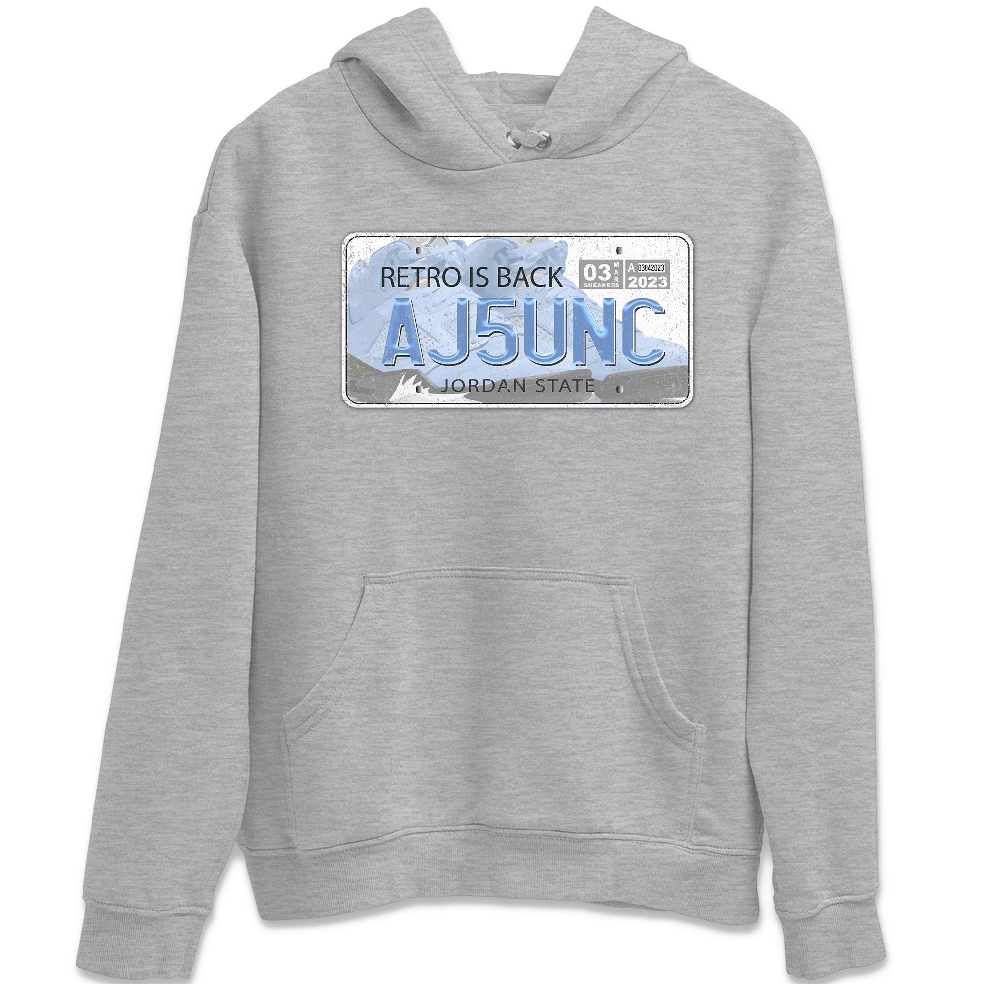 Air Jordan 5 UNC Sneaker Match Tees Jordan Plate Streetwear Sneaker Shirt AJ 5s UNC Sneaker Release Tees Unisex Shirts Heather Grey 2