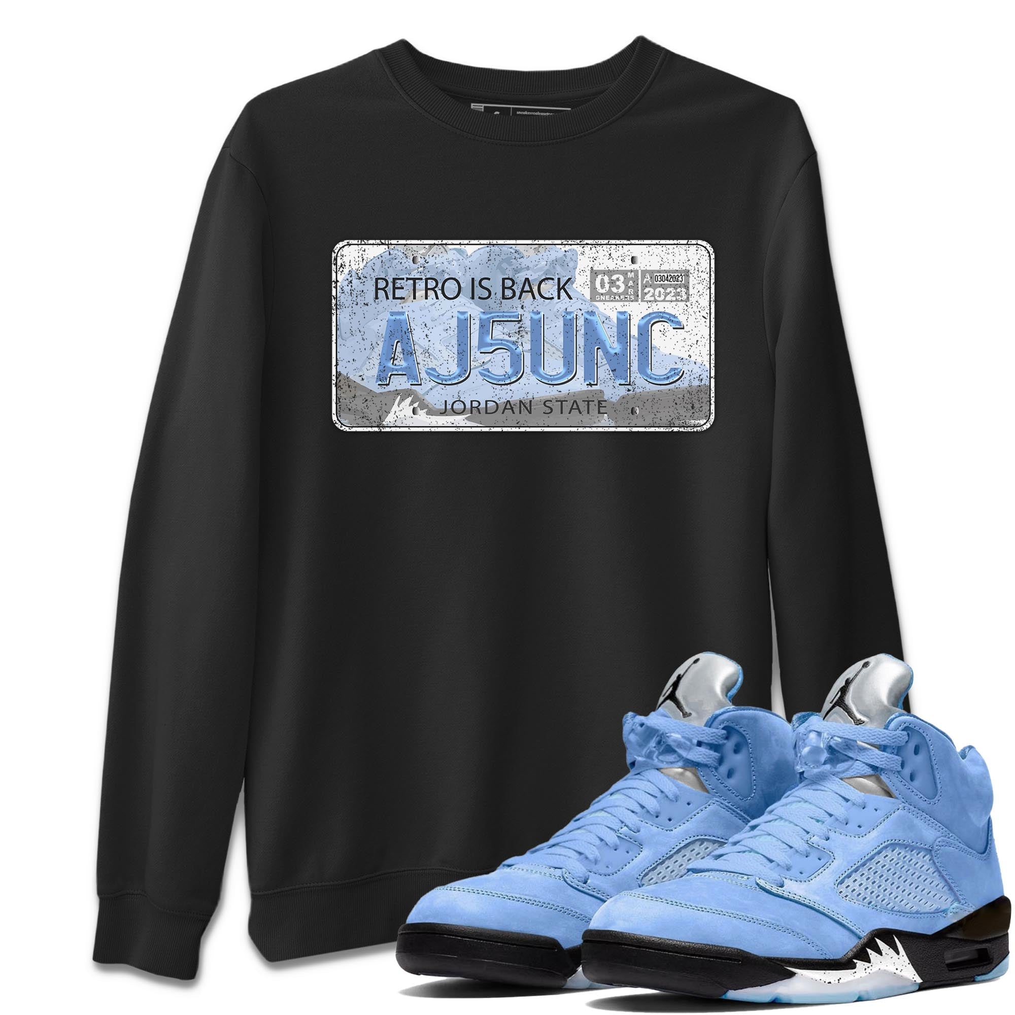 Air Jordan 5 UNC Jordan Plate Crew Neck Streetwear Sneaker Shirt AJ 5s UNC Sneaker T-Shirts Washing and Care Tip