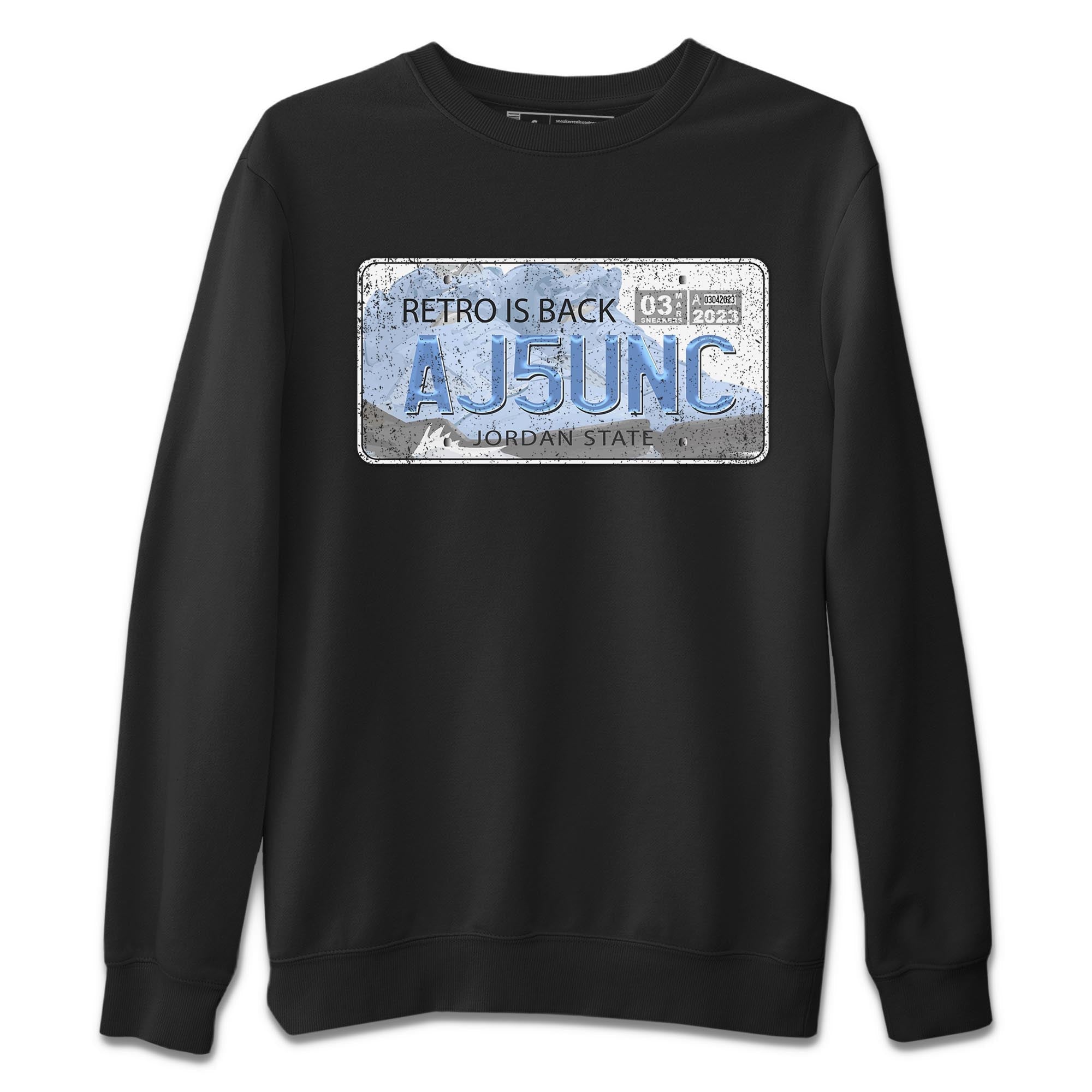 Air Jordan 5 UNC Sneaker Match Tees Jordan Plate Streetwear Sneaker Shirt AJ 5s UNC Sneaker Release Tees Unisex Shirts Black 2