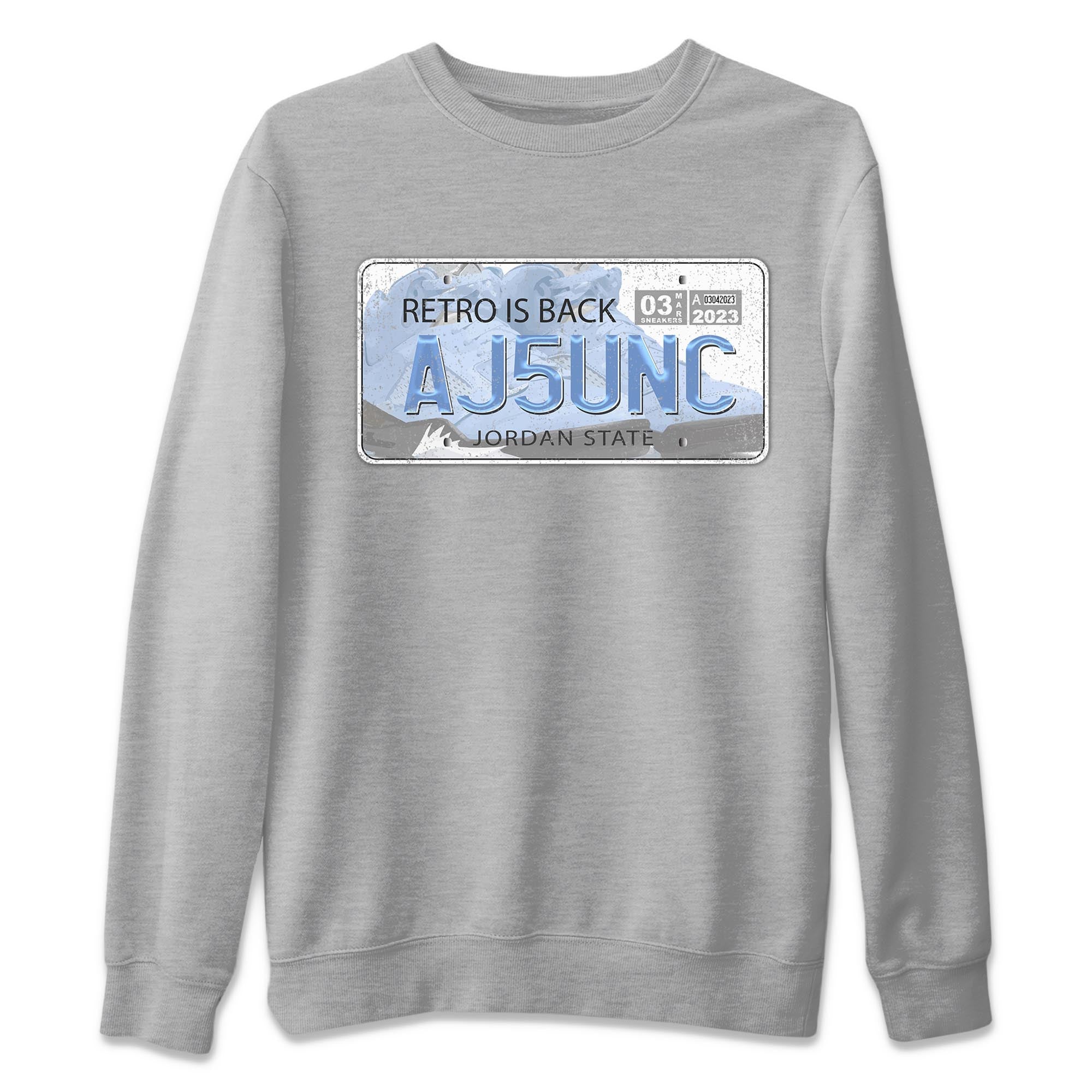 Air Jordan 5 UNC Sneaker Match Tees Jordan Plate Streetwear Sneaker Shirt AJ 5s UNC Sneaker Release Tees Unisex Shirts Heather Grey 2