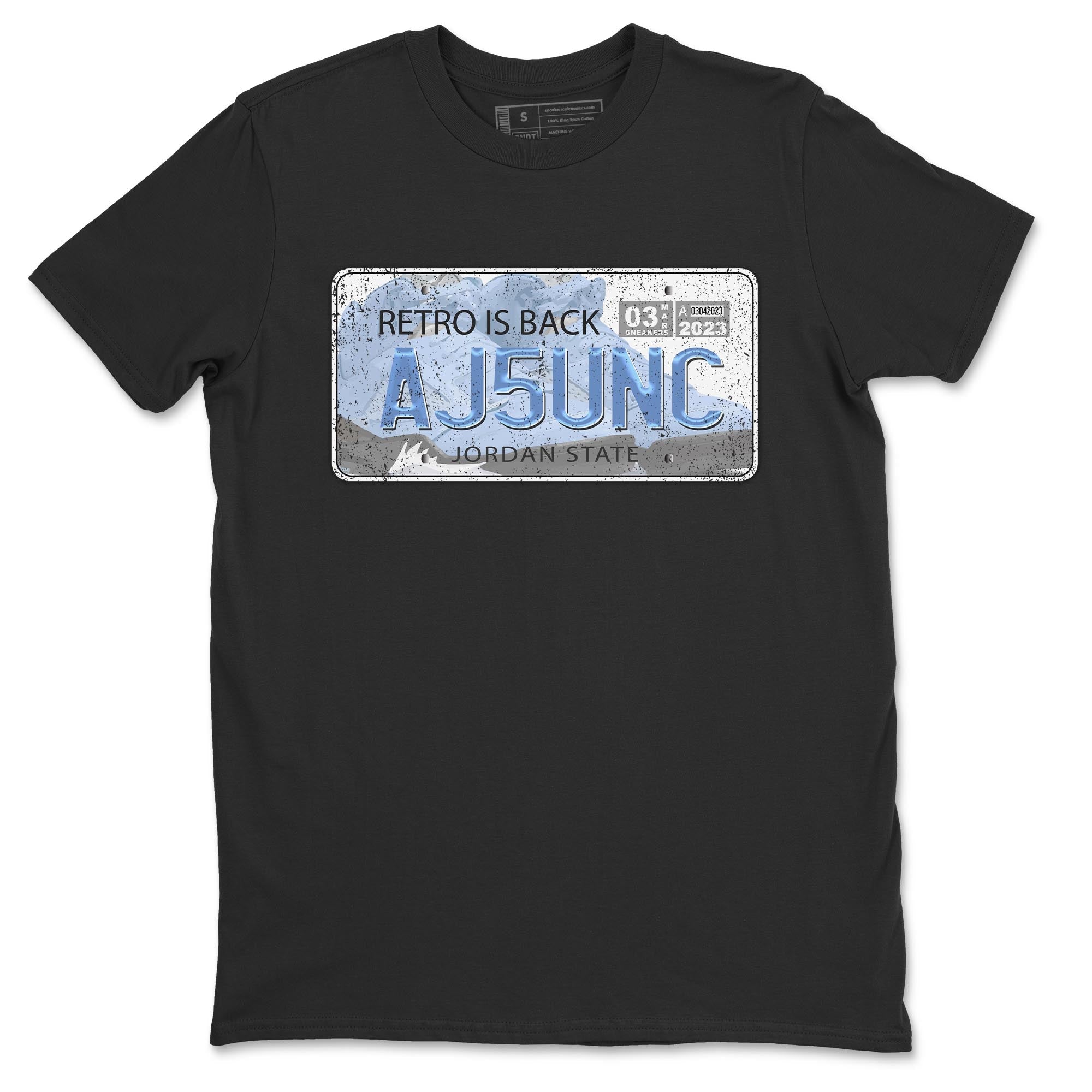 Air Jordan 5 UNC Sneaker Match Tees Jordan Plate Streetwear Sneaker Shirt AJ 5s UNC Sneaker Release Tees Unisex Shirts Black 2