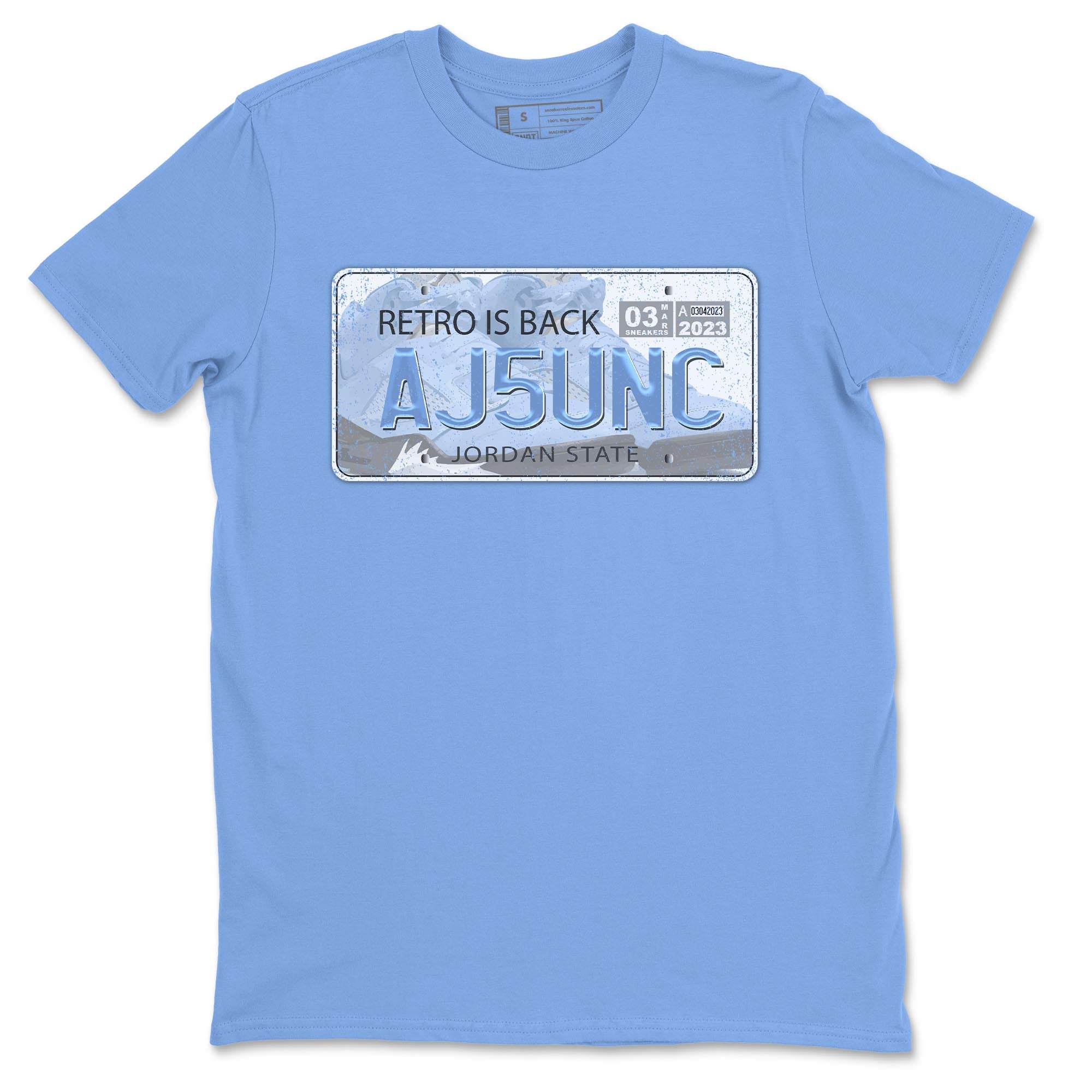 Air Jordan 5 UNC Sneaker Match Tees Jordan Plate Streetwear Sneaker Shirt AJ 5s UNC Sneaker Release Tees Unisex Shirts Carolina Blue 2