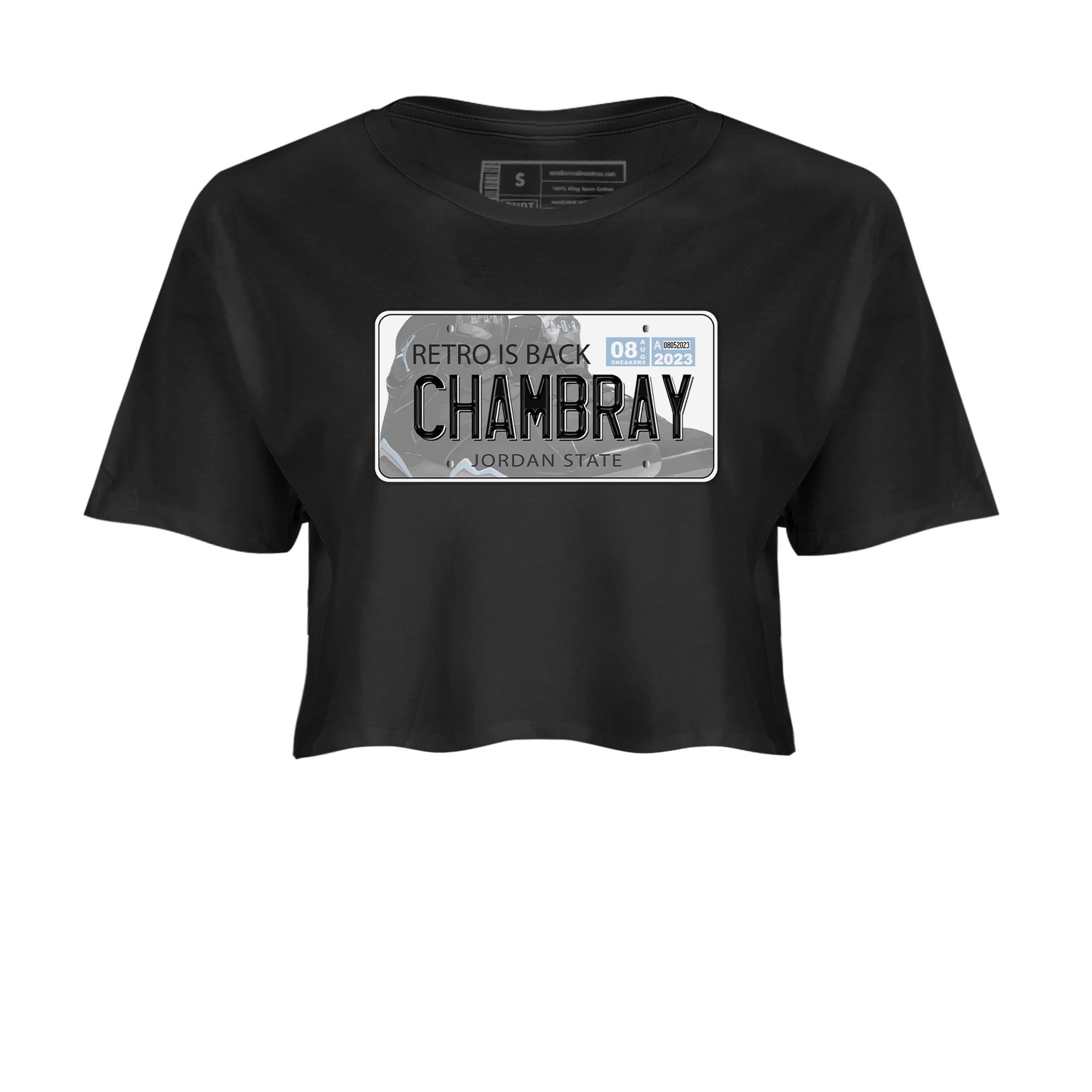 Air Jordan 7 Chambray shirt to match jordans Jordan Plate Streetwear Sneaker Shirt AJ7 Chambray Drip Gear Zone Sneaker Matching Clothing Black 2 Crop T-Shirt