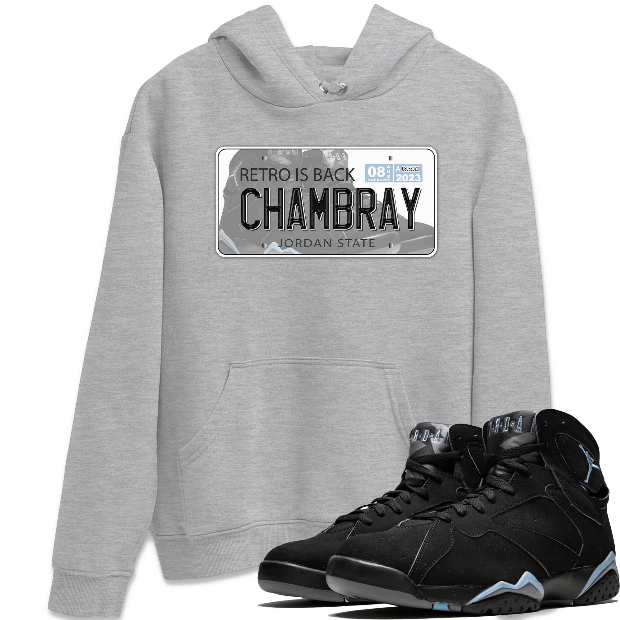 Air Jordan 7 Chambray shirt to match jordans Jordan Plate Streetwear Sneaker Shirt AJ7 Chambray Drip Gear Zone Sneaker Matching Clothing Unisex Heather Grey 1 T-Shirt