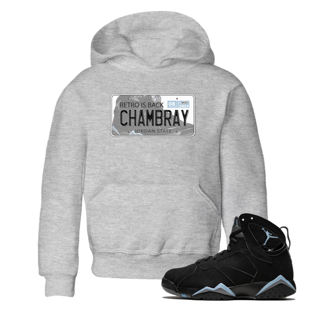 Air Jordan 7 Chambray shirt to match jordans Jordan Plate Streetwear Sneaker Shirt AJ7 Chambray Drip Gear Zone Sneaker Matching Clothing Baby Toddler Heather Grey 1 T-Shirt