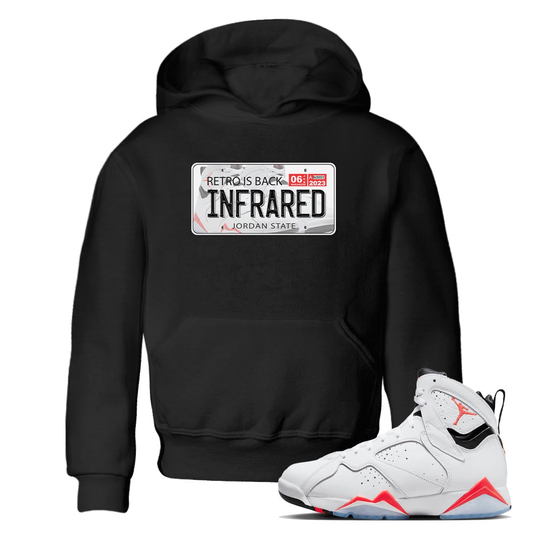 Air Jordan 7 White Infrared shirt to match jordans Jordan Plate Streetwear Sneaker Shirt White Infrared 7s Drip Gear Zone Sneaker Matching Clothing Baby Toddler Black 1 T-Shirt