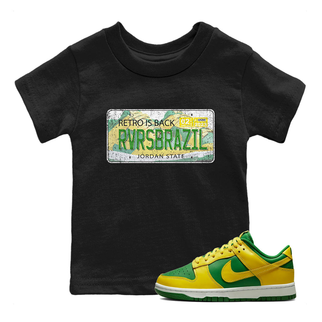 Dunk Reverse Brazil Sneaker Match Tees Jordan Plate Sneaker Tees Dunk Reverse Brazil Jordan to match sneaker T-Shirt Kids Shirts