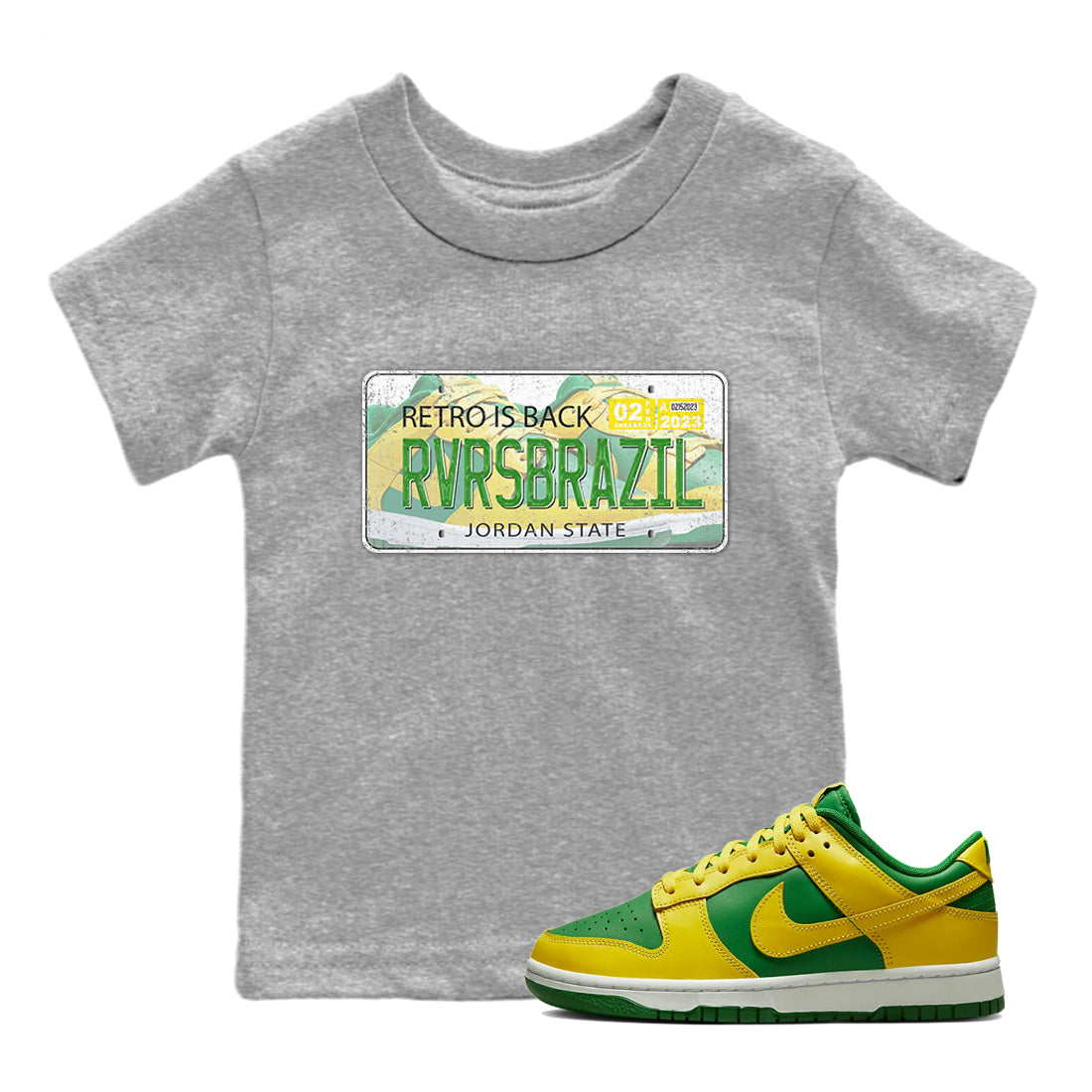 Dunk Reverse Brazil Sneaker Match Tees Jordan Plate Sneaker Tees Dunk Reverse Brazil Jordan to match sneaker T-Shirt Kids Shirts