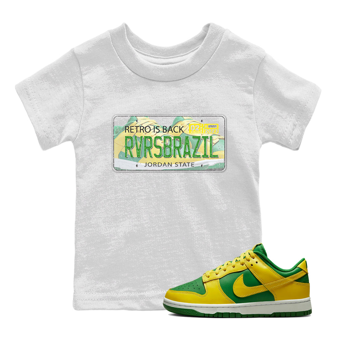 Dunk Reverse Brazil Sneaker Match Tees Jordan Plate Sneaker Tees Dunk Reverse Brazil Jordan to match sneaker T-Shirt Kids Shirts