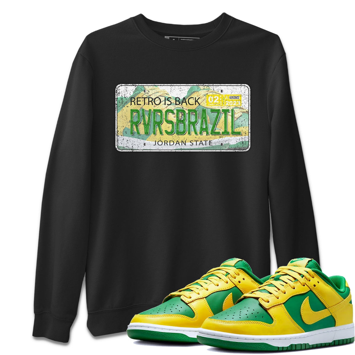 Dunk Reverse Brazil Sneaker Match Tees Jordan Plate Sneaker Tees Dunk Reverse Brazil Jordan to match sneaker T-Shirt Crew Neck Shirts