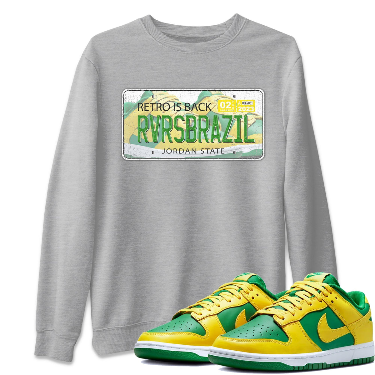 Dunk Reverse Brazil Sneaker Match Tees Jordan Plate Sneaker Tees Dunk Reverse Brazil Jordan to match sneaker T-Shirt Crew Neck Shirts