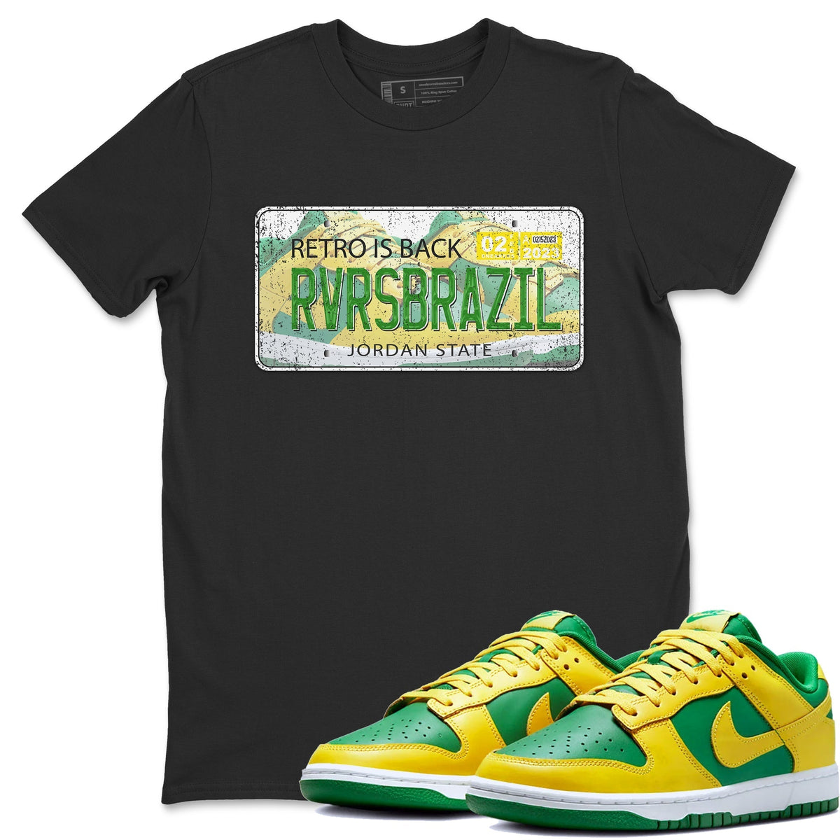 Dunk Reverse Brazil Sneaker Match Tees Jordan Plate Sneaker Tees Dunk Reverse Brazil Jordan to match sneaker T-Shirt Crew Neck Shirts