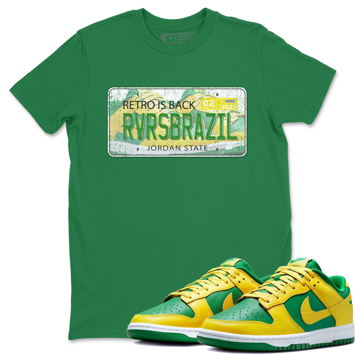 Dunk Reverse Brazil Sneaker Match Tees Jordan Plate Sneaker Tees Dunk Reverse Brazil Jordan to match sneaker T-Shirt Crew Neck Shirts