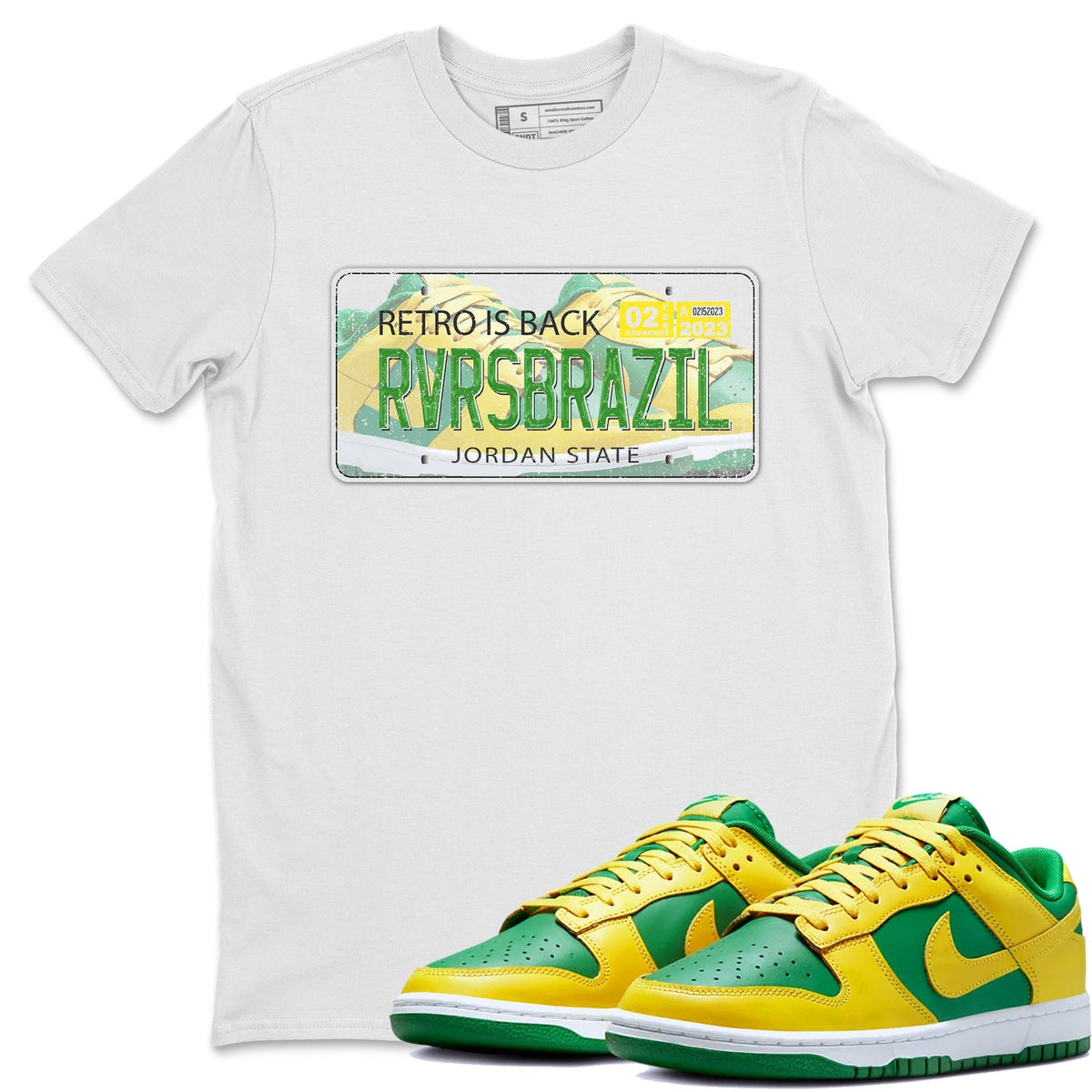 Dunk Reverse Brazil Sneaker Match Tees Jordan Plate Sneaker Tees Dunk Reverse Brazil Jordan to match sneaker T-Shirt Crew Neck Shirts