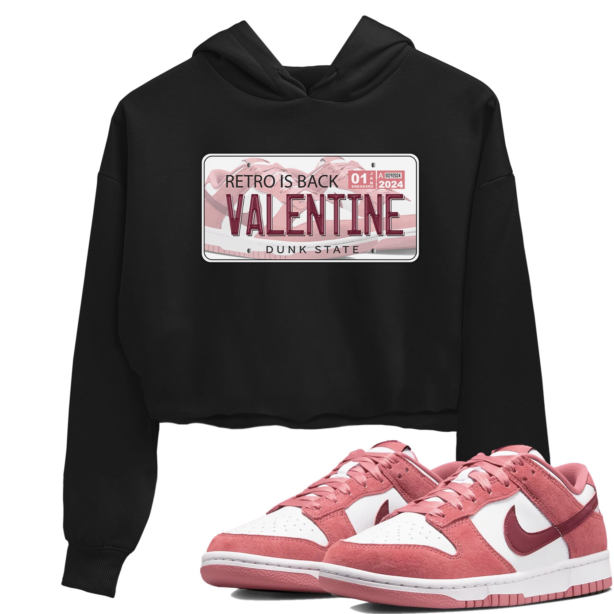 Dunk Valentine's Day shirt to match jordans Jordan Plate sneaker tees Dunks Valentine's Day Drip Gear Zone Black 1 crop length shirt