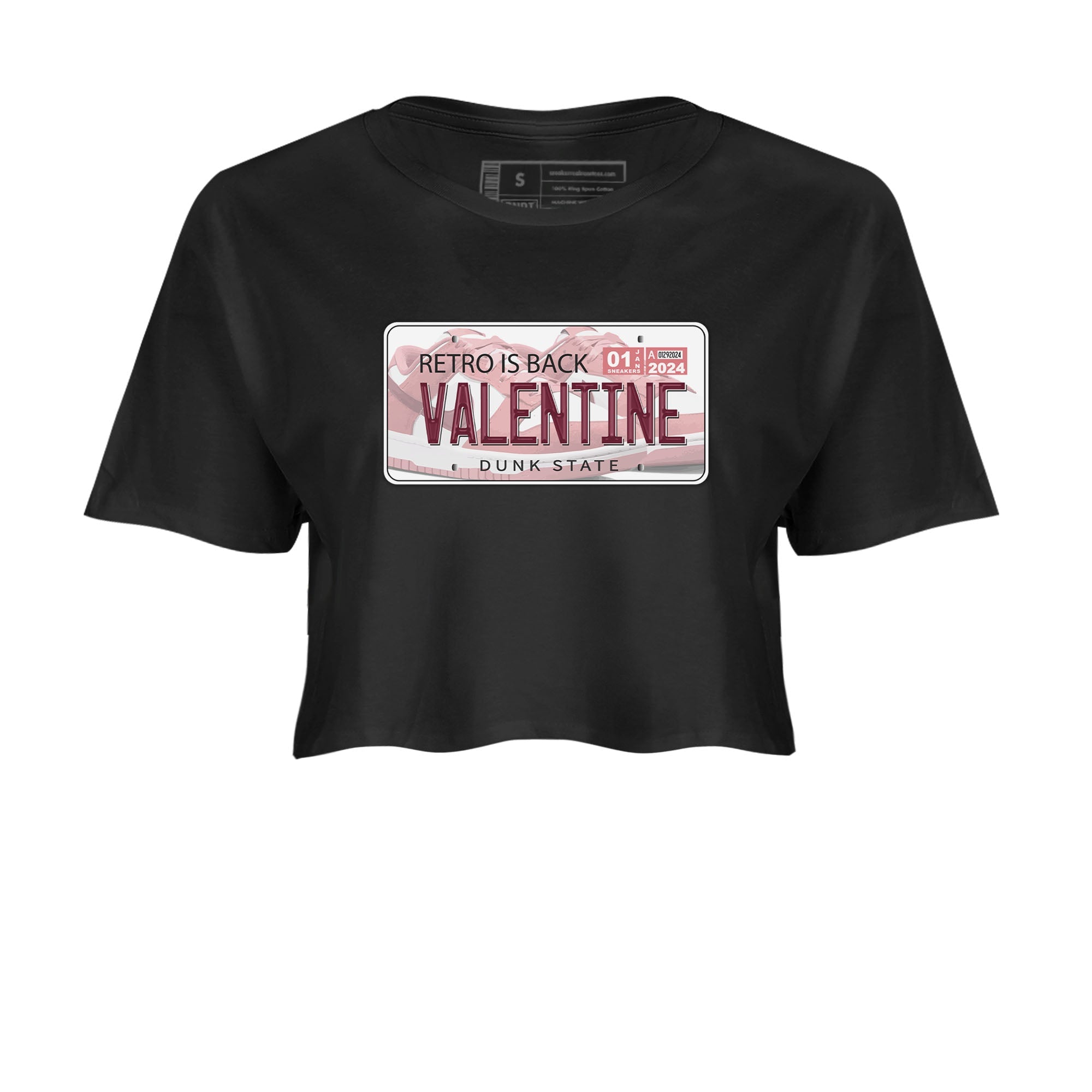 Dunk Valentine's Day shirt to match jordans Jordan Plate sneaker tees Dunks Valentine's Day Drip Gear Zone Black 2 crop length shirt