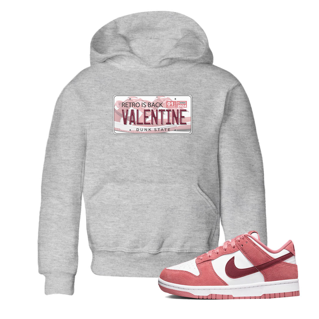 Dunk Valentine's Day shirt to match jordans Jordan Plate sneaker tees Dunks Valentine's Day Drip Gear Zone baby toddler Heather Grey 1 cotton Shirt