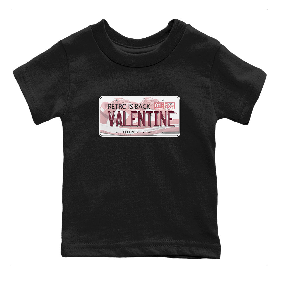 Dunk Valentine's Day shirt to match jordans Jordan Plate sneaker tees Dunks Valentine's Day Drip Gear Zone baby toddler Black 2 cotton Shirt