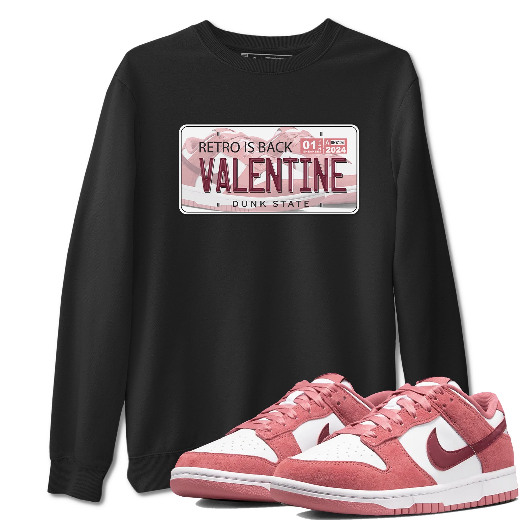 Dunk Valentine's Day shirt to match jordans Jordan Plate sneaker tees Dunks Valentine's Day Drip Gear Zone unisex cotton Black 1 crew neck shirt