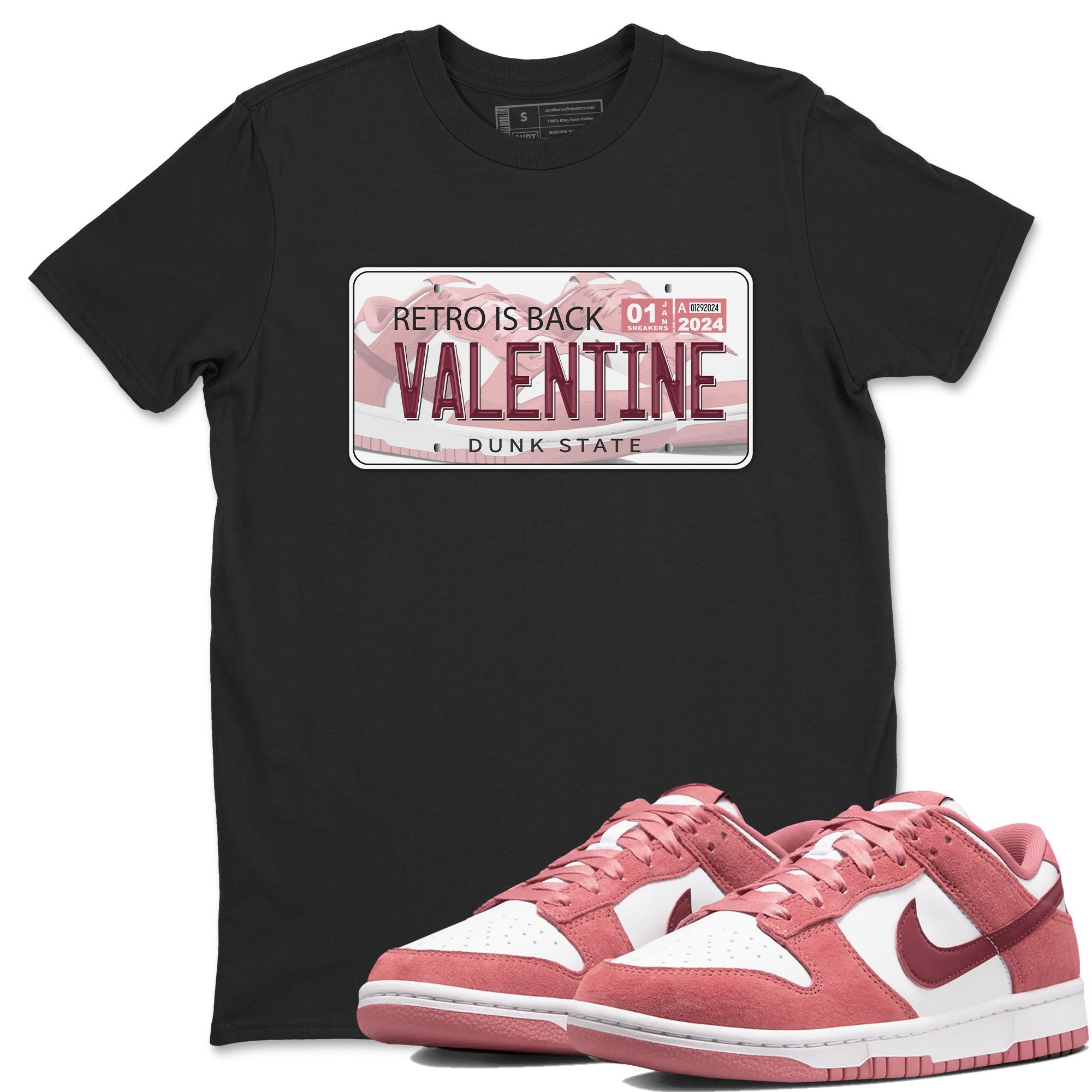 Dunk Valentine's Day shirt to match jordans Jordan Plate sneaker tees Dunks Valentine's Day Drip Gear Zone unisex cotton Black 1 crew neck shirt