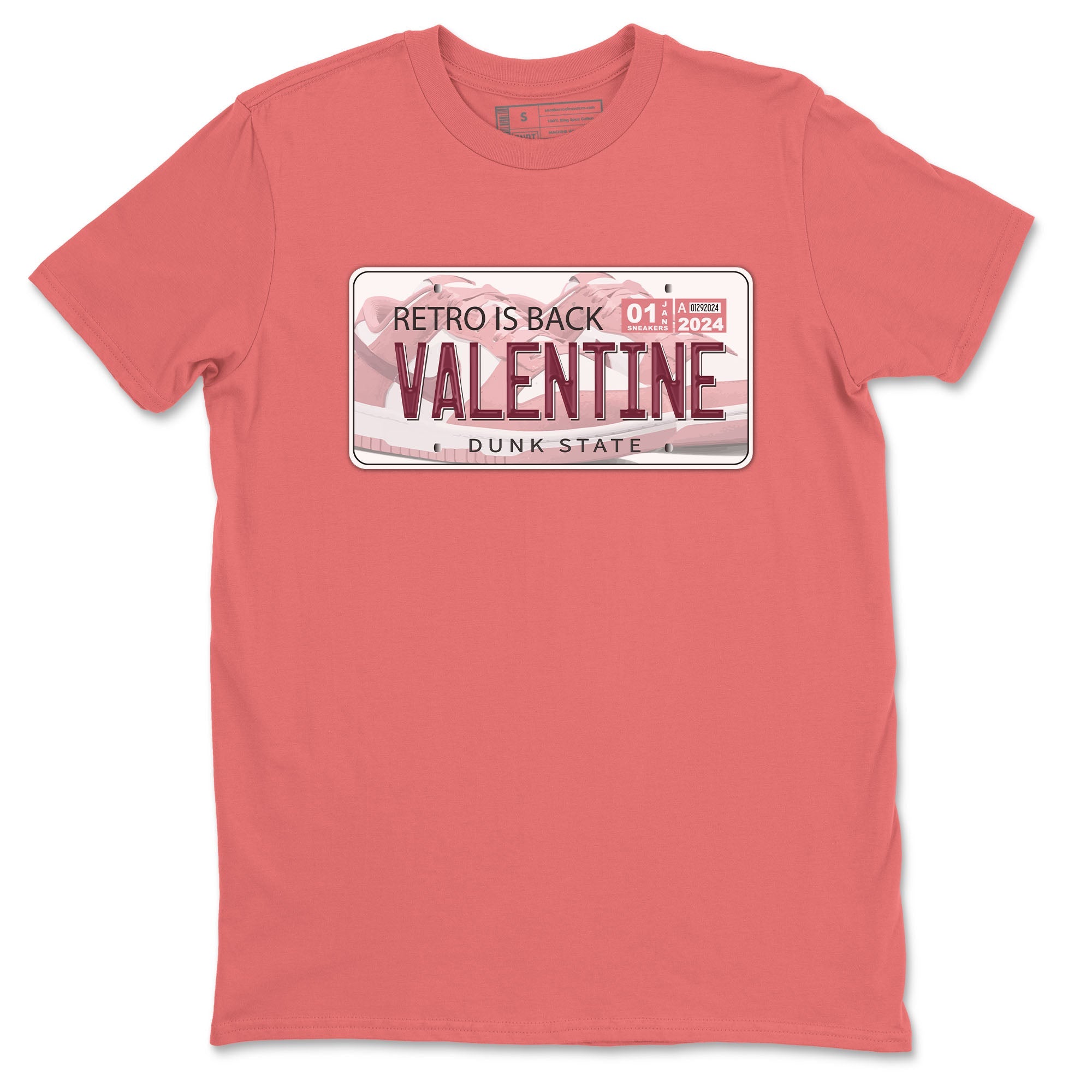 Dunk Valentine's Day shirt to match jordans Jordan Plate sneaker tees Dunks Valentine's Day Drip Gear Zone unisex cotton Coral 2 crew neck shirt