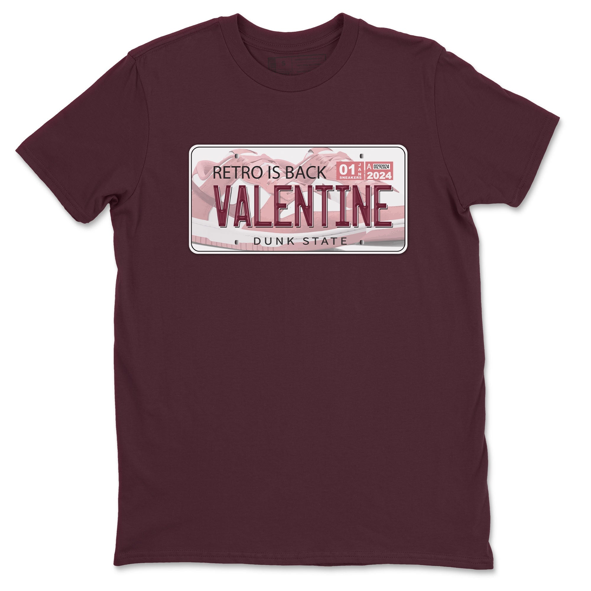 Dunk Valentine's Day shirt to match jordans Jordan Plate sneaker tees Dunks Valentine's Day Drip Gear Zone unisex cotton Maroon 2 crew neck shirt